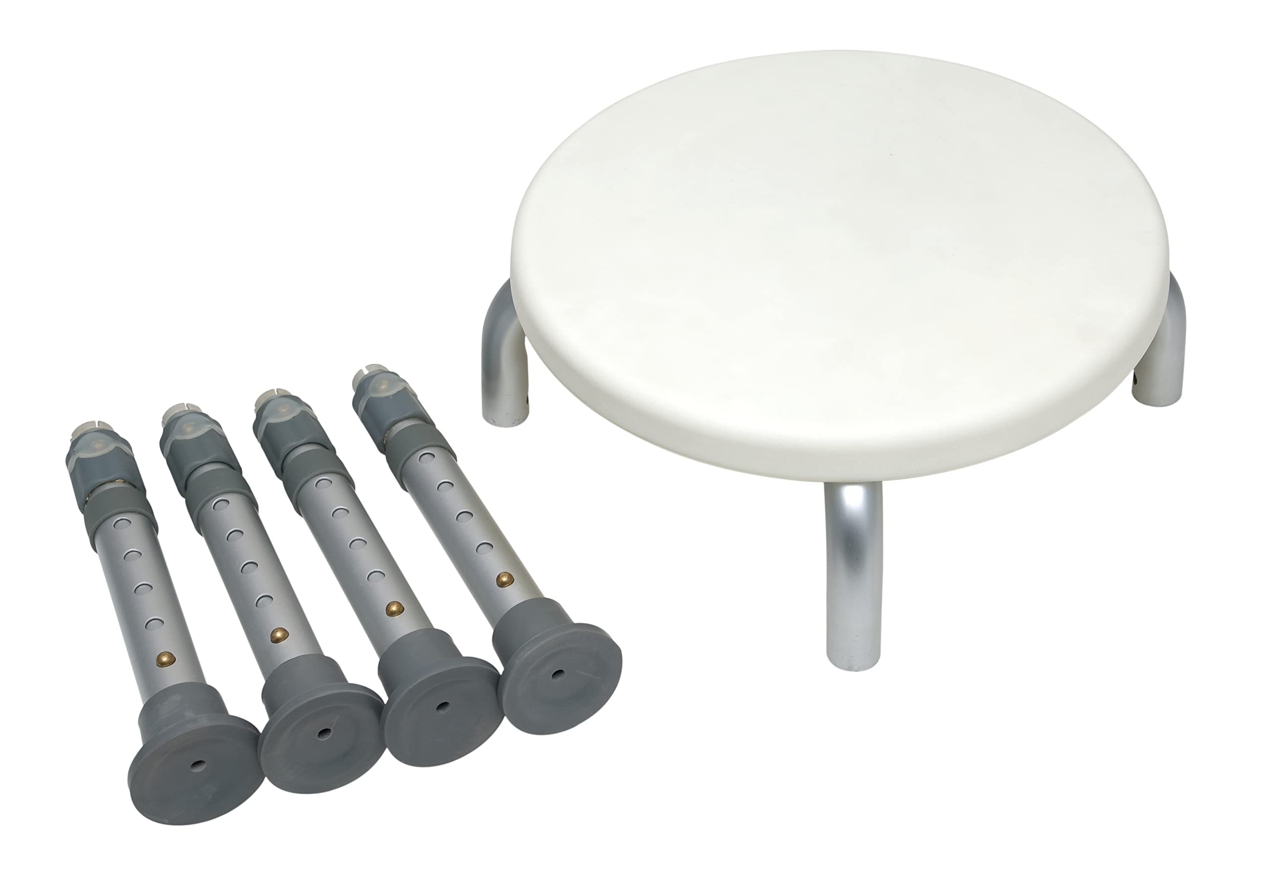 Lumex Adjustable Shower Stool for Adults - 300 lbs Weight Capacity, Compact & Lightweight Bath Chair, Pack of 2 in White (2060R) - Ideal for Elderly, Disabled & Post-Surgery Bathroom Safety