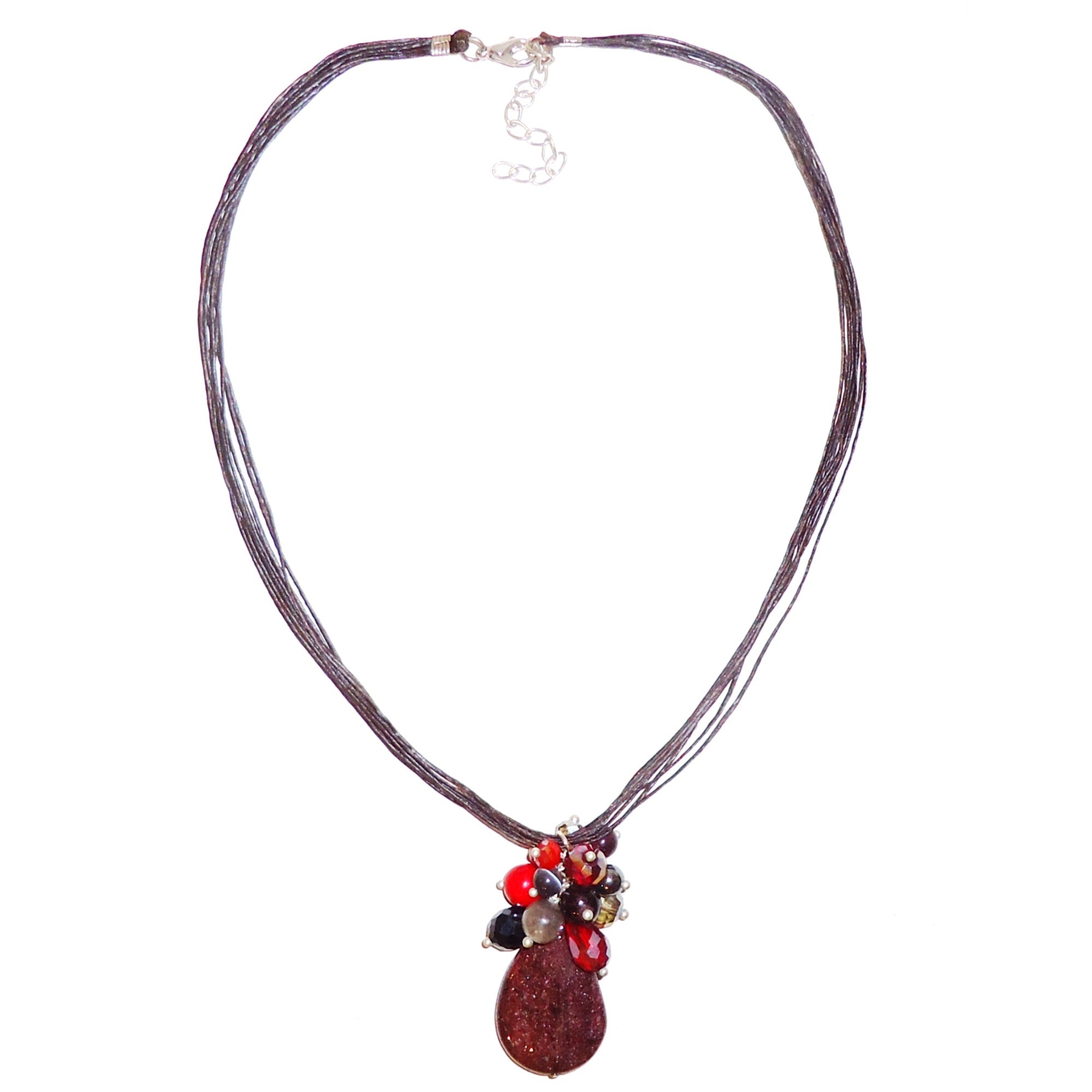 Elegant Mahogany Red Cluster Pendant Necklace - Handmade Bohemian Jewelry for Women - Perfect for Parties, Weddings & Date Nights