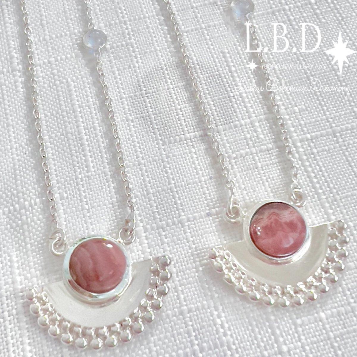 Dare To Dream Rhodochrosite Necklace for Women - Elegant Rose Quartz Pendant Jewelry Gift for Her - Perfect for Valentine's Day, Anniversary & Special Occasions