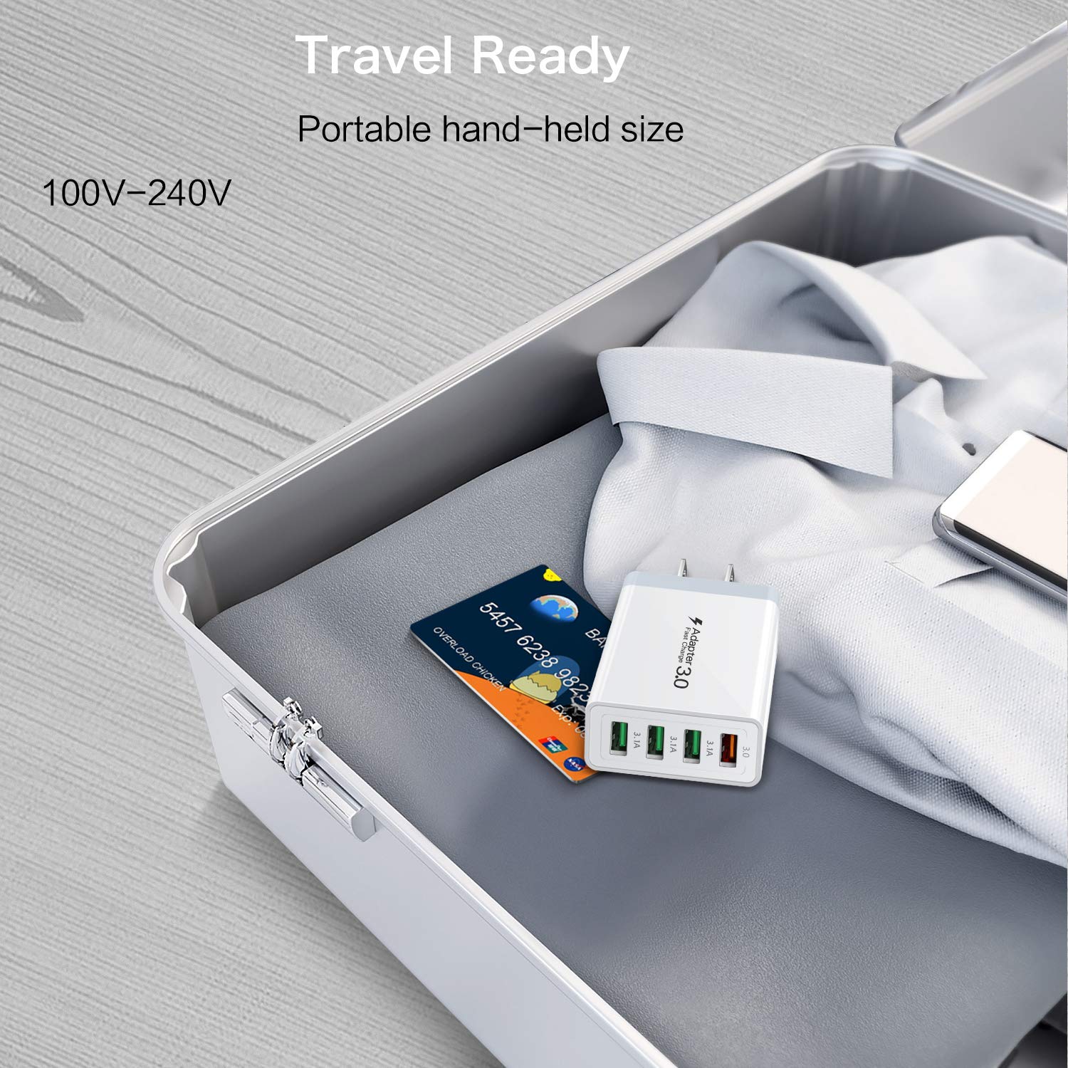 33W 4-Port USB Wall Charger Fast Charging Block - Multiport USB Plug Cube Brick for iPhone 15/15 Pro, Samsung Galaxy, iPad Mini/Pro/Air - Perfect for Home, Office & Travel Charging Needs