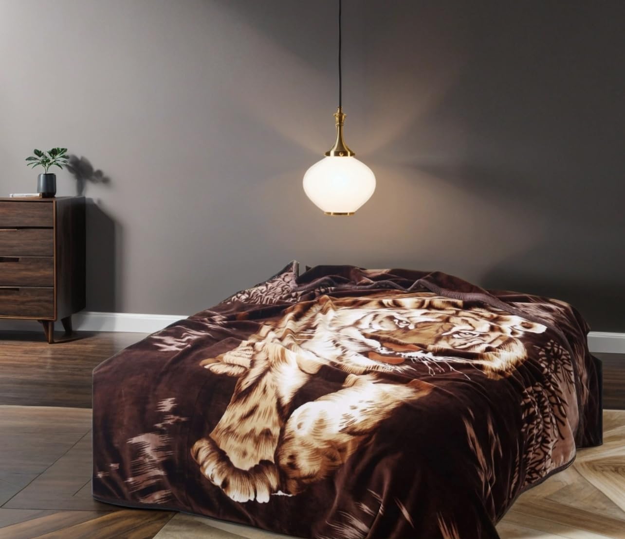 Soft Korean Mink Tiger Blanket - Queen Size Heavy Warm Throw for Bed & Couch - Cozy Animal Print Blanket for Winter, Home Decor, and Gift Giving