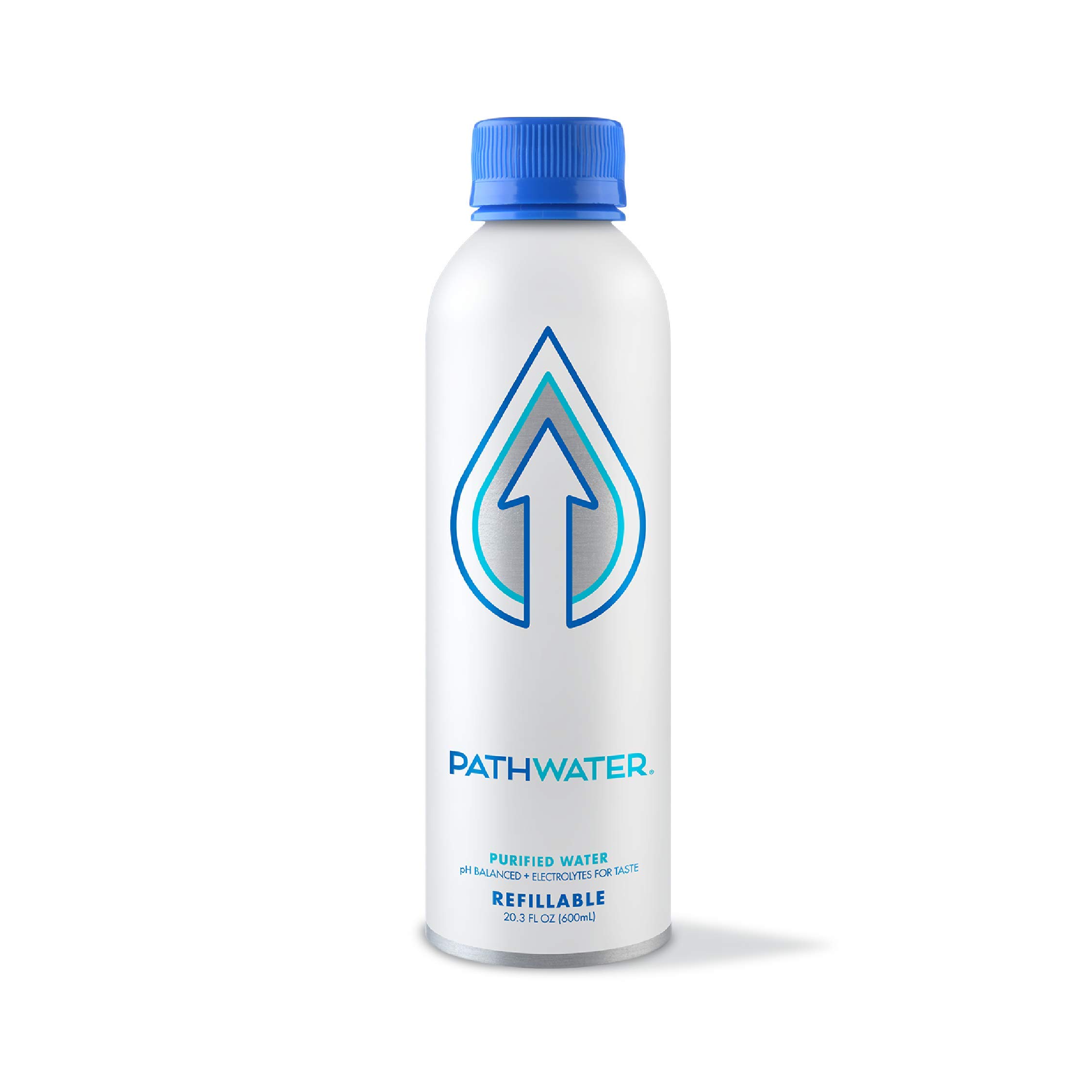 PATHWATER - Purified pH Balanced Drinking Water in Eco-Friendly BPA-Free Reusable Aluminum Bottle (20.3 Fl Oz) | Sustainable Hydration for Gym, Hiking, Travel & Daily Use