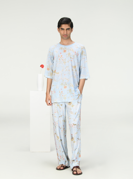Premium Linen Jersey T-Shirt in Ice Blue - Soft, Breathable & Stylish for Casual Wear & Summer Outfits