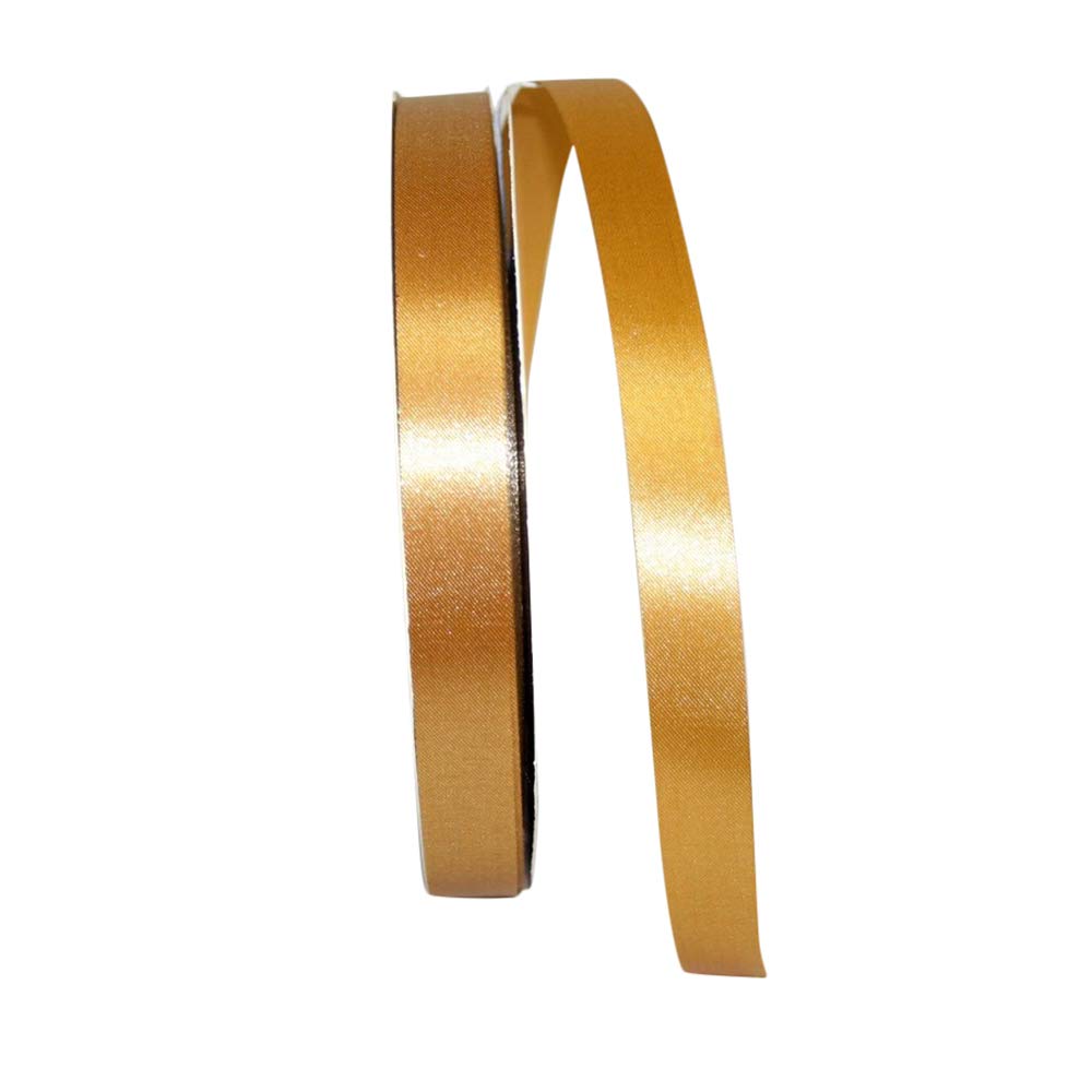 Reliant Ribbon Satin Supreme Ribbon - 5/8 Inch x 100 Yards, Antique Gold - Perfect for Gift Wrapping, Wedding Decorations & DIY Crafts