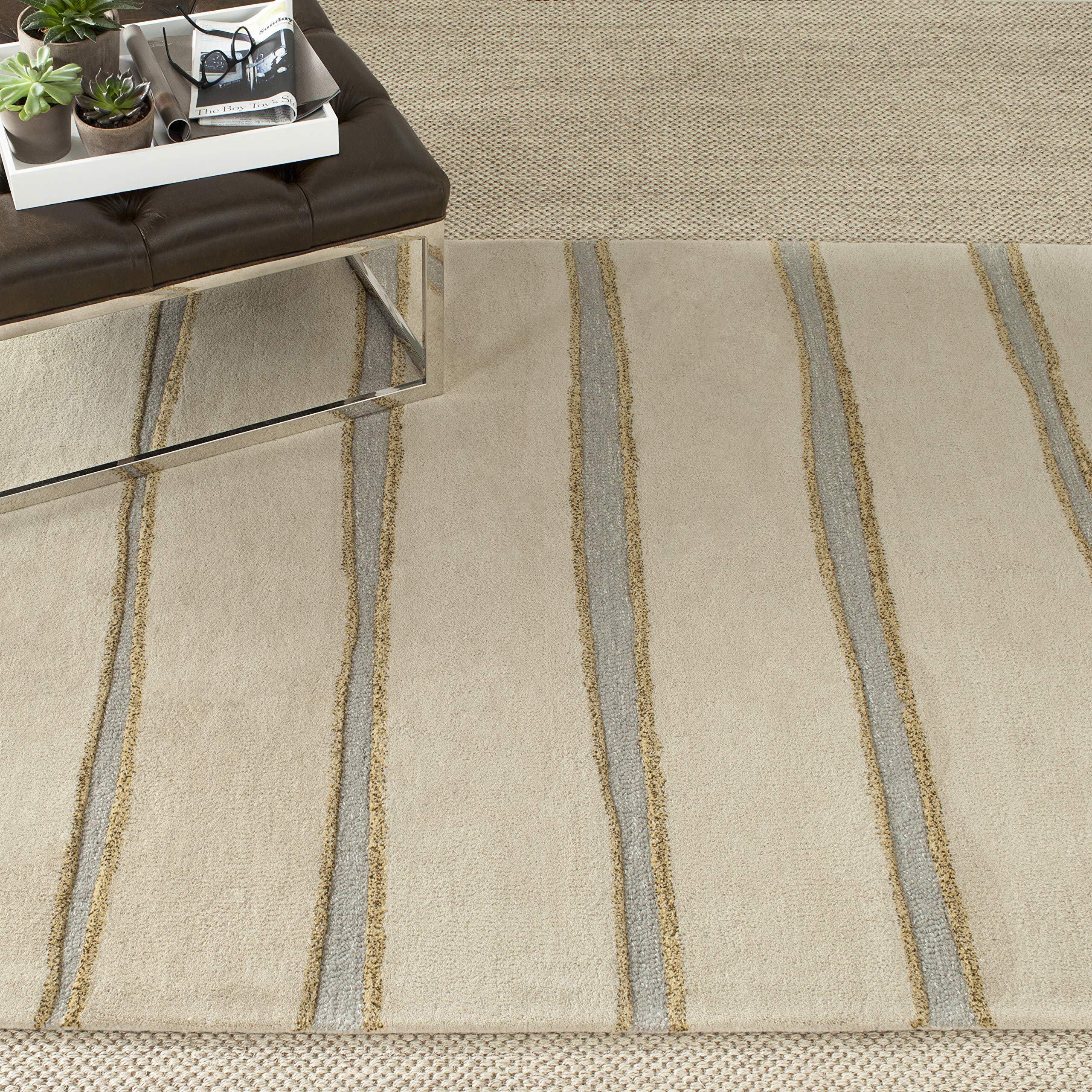 SAFAVIEH Martha Stewart 4' x 6' Buckwheat Beige Wool & Viscose Handmade Area Rug MSR3617A - Perfect for Living Room, Bedroom or Office Decor