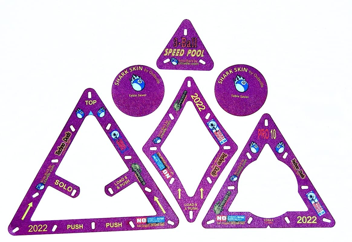 Accu-Rack Outsville Billiards Rack Template Set (Solo, Diamond 9 & Pro 10) - Purple Haze - Perfect for Pool Table Setup, Tournament Play & Home Game Room Accessories