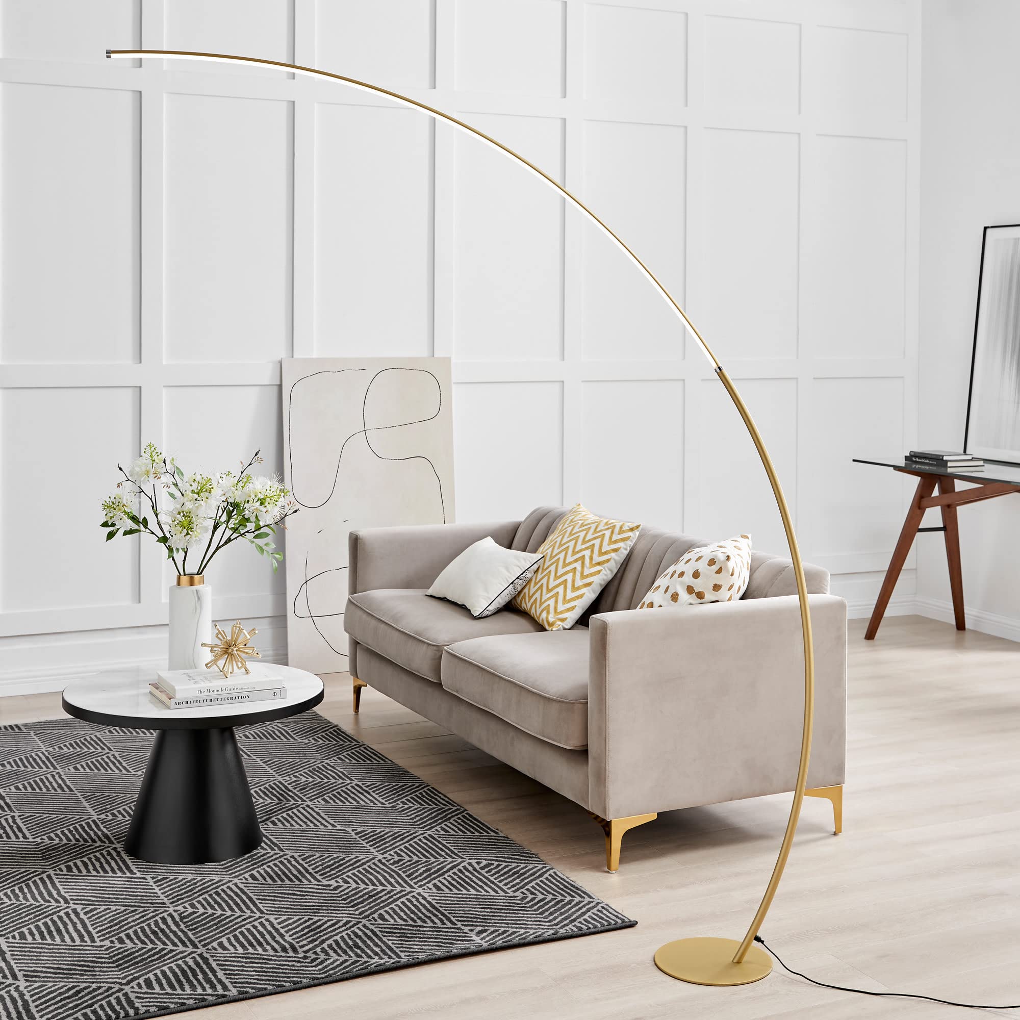 Lite Source LED Arch Lamp - 30W Silver Modern Lighting Fixture for Living Room, Bedroom & Office Decor | LS-83561SILV