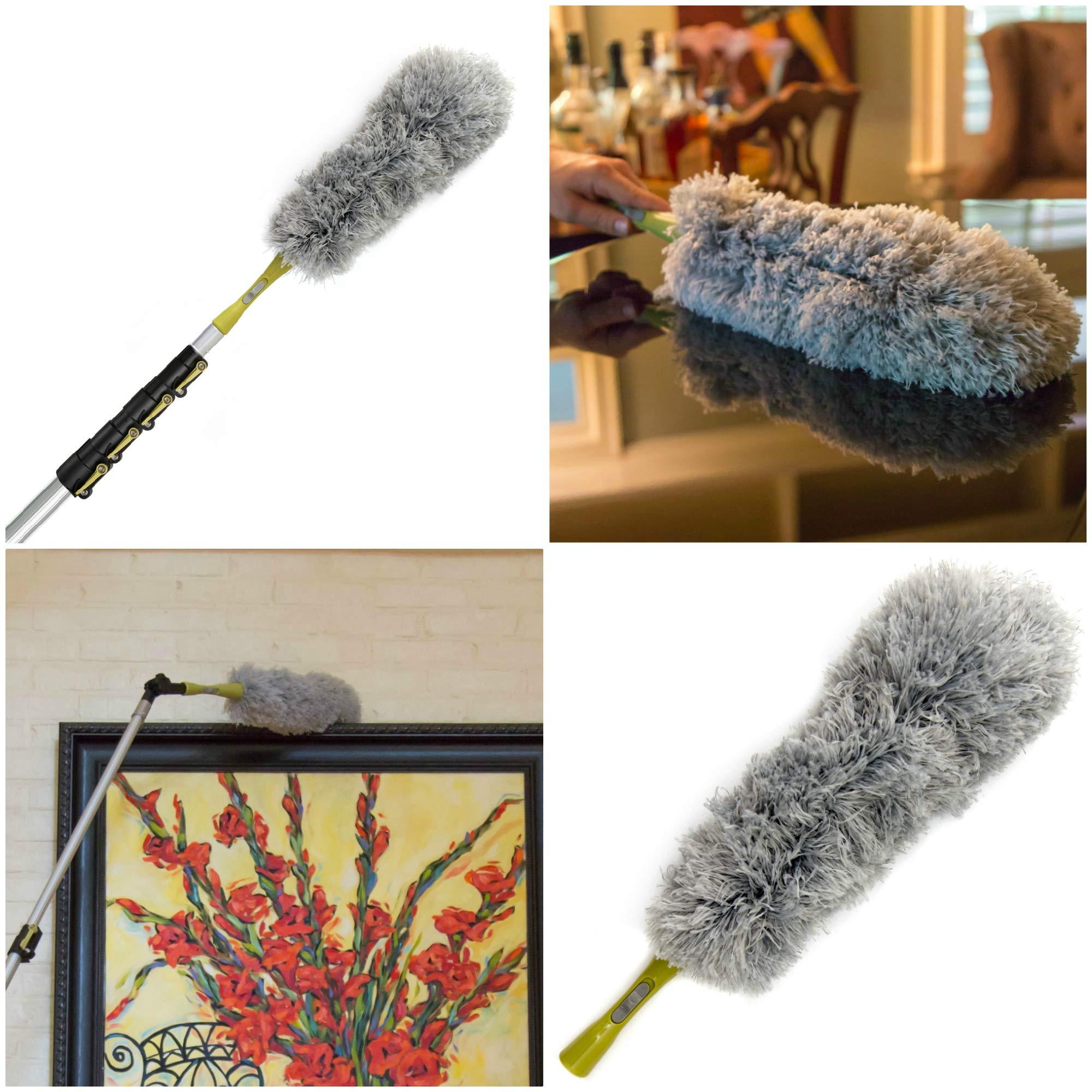 DOCA 7-30 Ft Telescoping Extension Pole - Adjustable Cleaning Pole for Windows, Ceilings & High Surfaces - Paint Roller, Feather Duster & Squeegee Attachment Kit - Indoor & Outdoor Use - Perfect for Home Cleaning, Car Washing & Exterior Maintenance