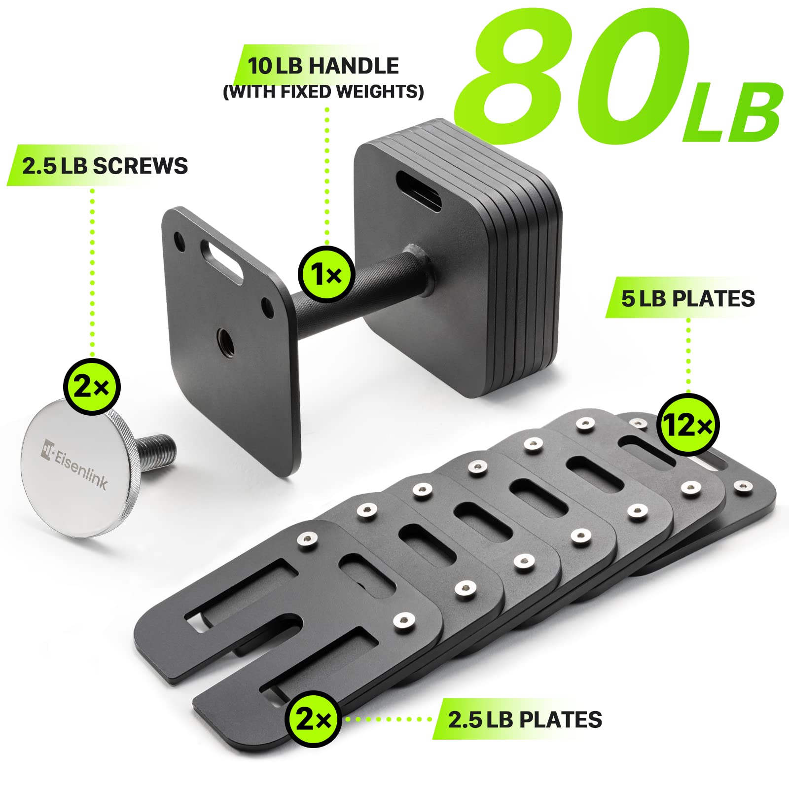 Adjustable Dumbbell Set 10-50/80lbs with 5lb Increments - Quick Lock Square Weight Dumbbells for Home Gym, Strength Training & Full Body Workouts - Perfect for Weight Lifting, CrossFit & Home Fitness (50/80lb×2)