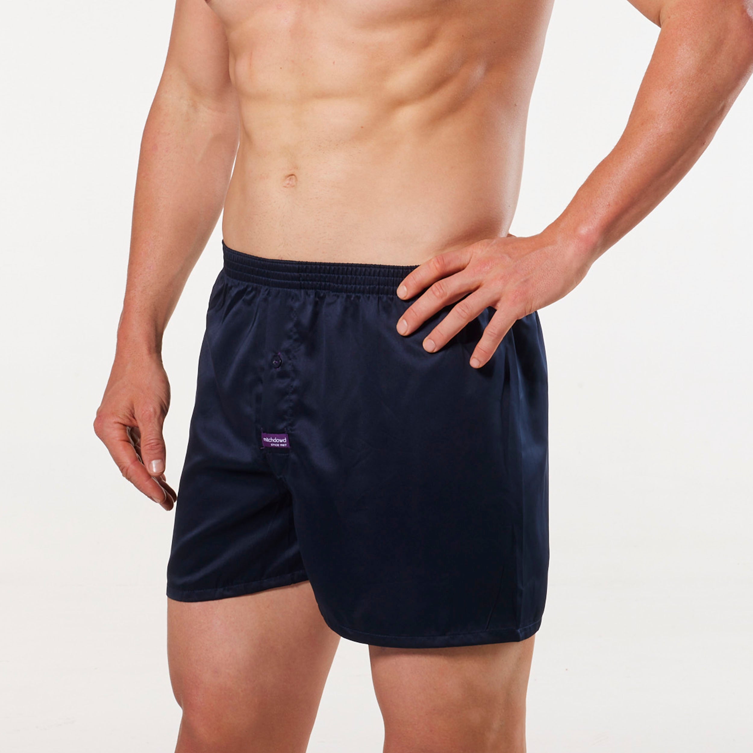 Premium Men's Luxury Satin Boxer Shorts - Soft Breathable Underwear for Sleep & Lounge - Navy Blue Comfortable Briefs for Everyday Wear