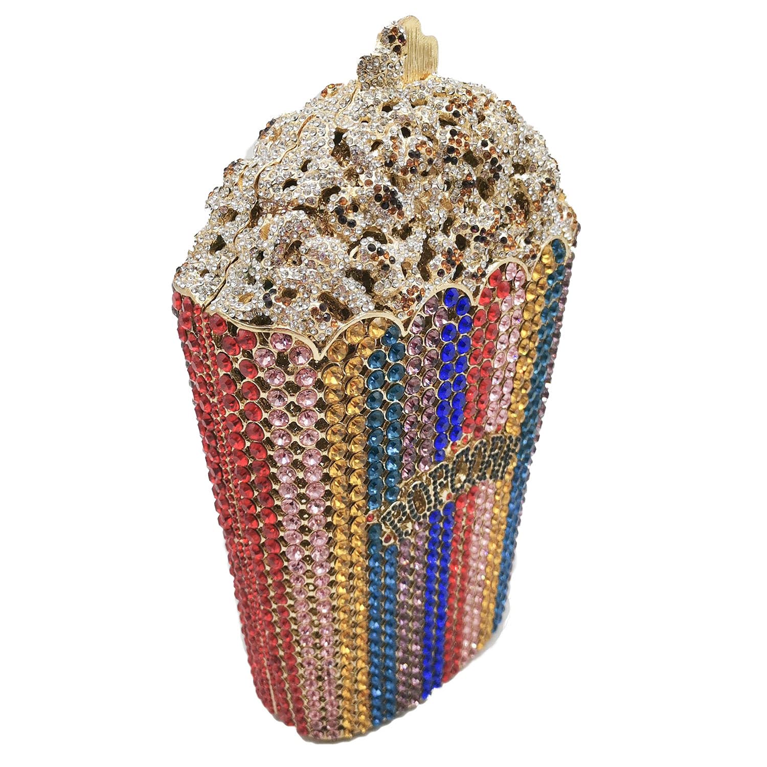 Luxury Rhinestone Clutch Purse for Women - Sparkling Crystal Evening Bag with Diamond Accents for Parties, Weddings & Formal Events | Elegant Popcorn Design Handbag for Prom, Gala & Special Occasions