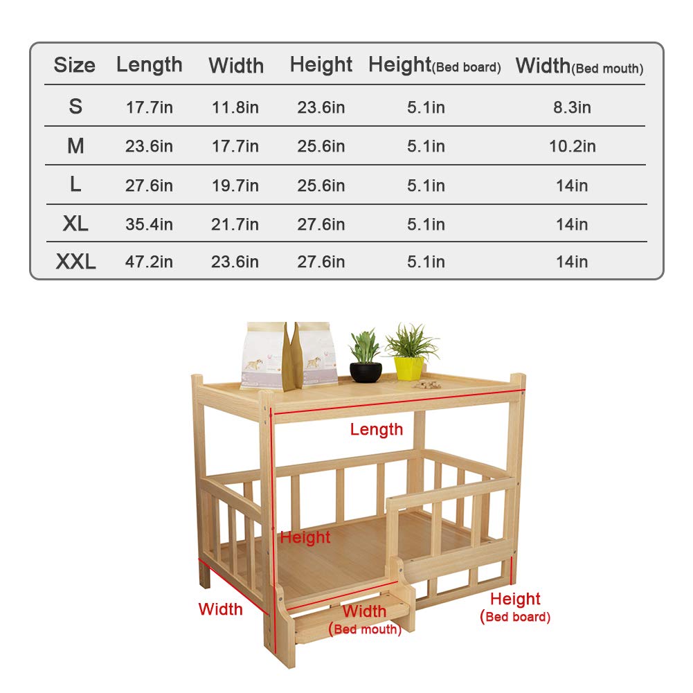 La La Pet® 2-Tier Wooden Dog Bed - Elevated Pet Sofa House with Fence for Small & Medium Dogs & Cats - Luxury Double Deck XL Size - Perfect for Indoor Pet Lounging & Sleeping Areas