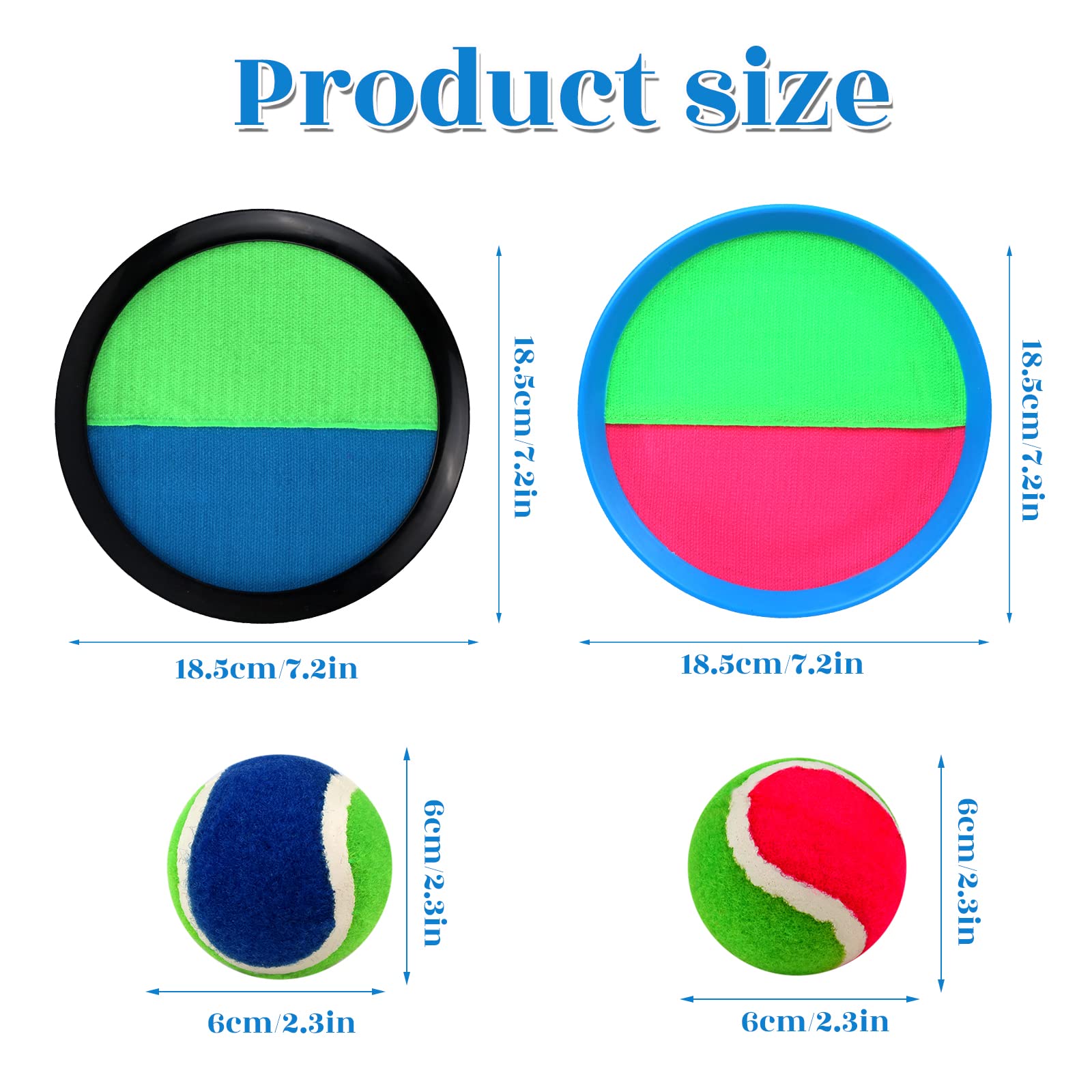 Toss and Catch Game Set with 4 Paddles, 4 Balls & Storage Bag - Fun Outdoor Toys for Kids - Perfect for Beach, Backyard, Park & Family Game Night
