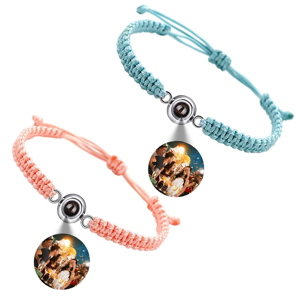 Custom Photo Projection Couple Bracelets - Personalized Matching Bracelets for Couples with Picture Inside - Memorial Gifts for Him & Her - Perfect for Anniversaries, Valentine's Day & Romantic Occasions