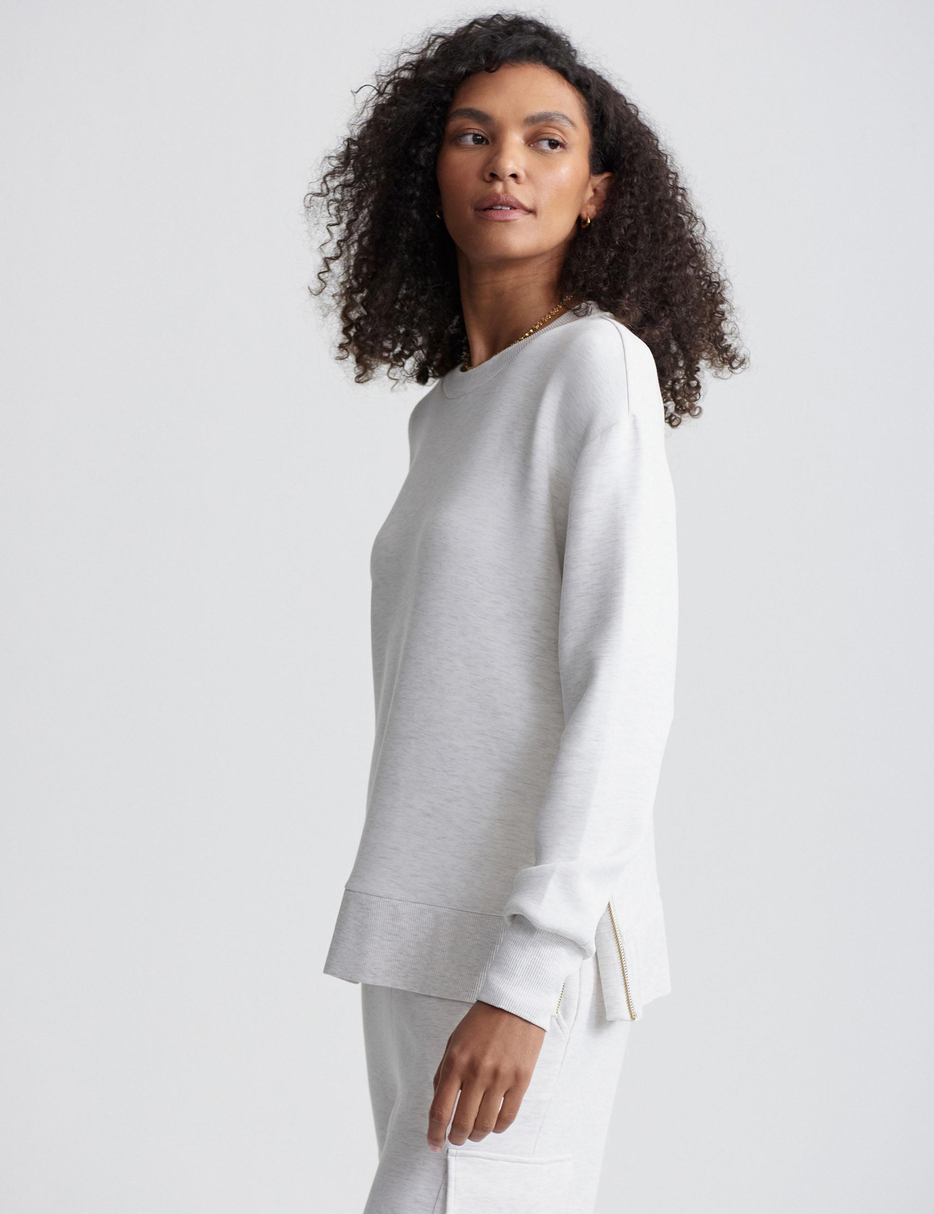Gabriella Sweat Ivory Marl Women's Casual Pullover Sweatshirt - Soft & Comfortable for Everyday Wear, Lounge & Outings