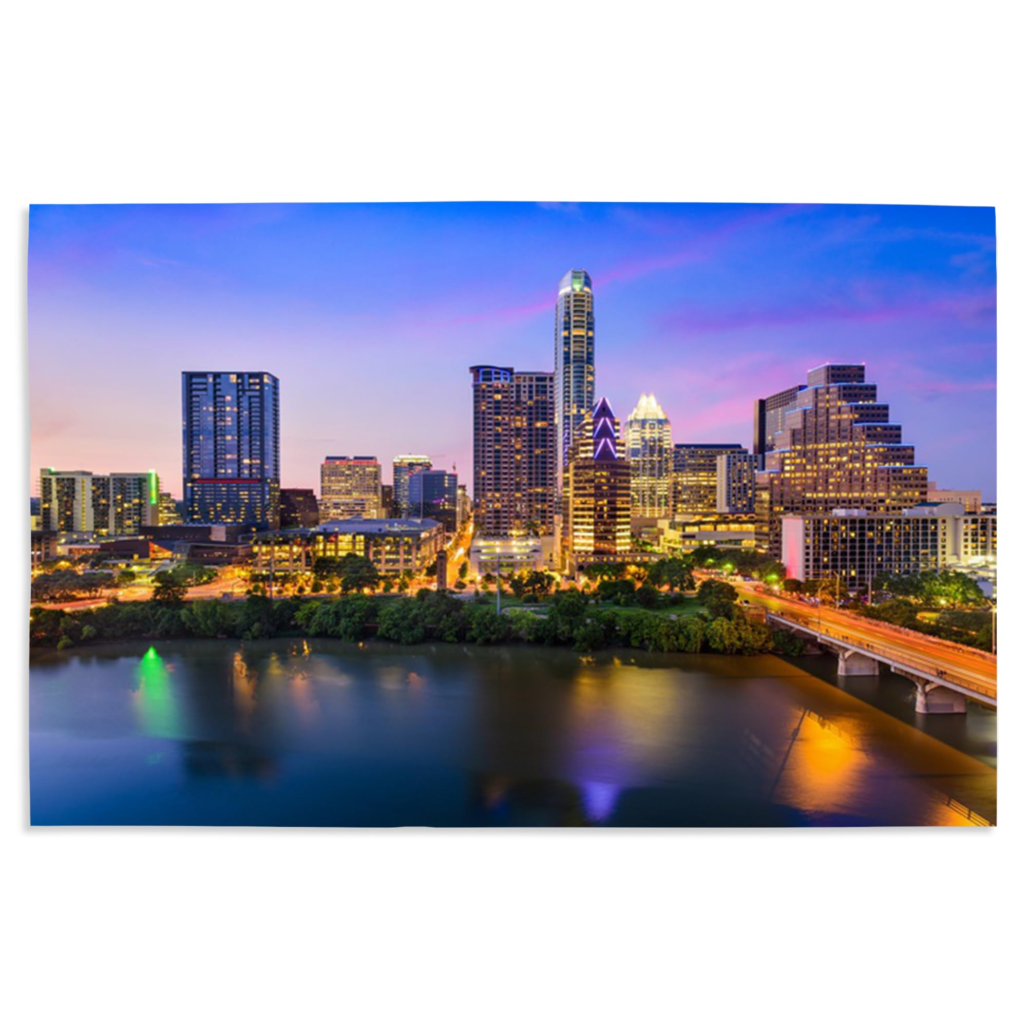Lantern Press 16x24 Inch Giclee Art Print - Austin Texas Skyline Photography (A-92081) | Wall Decor for Living Room, Office & Home
