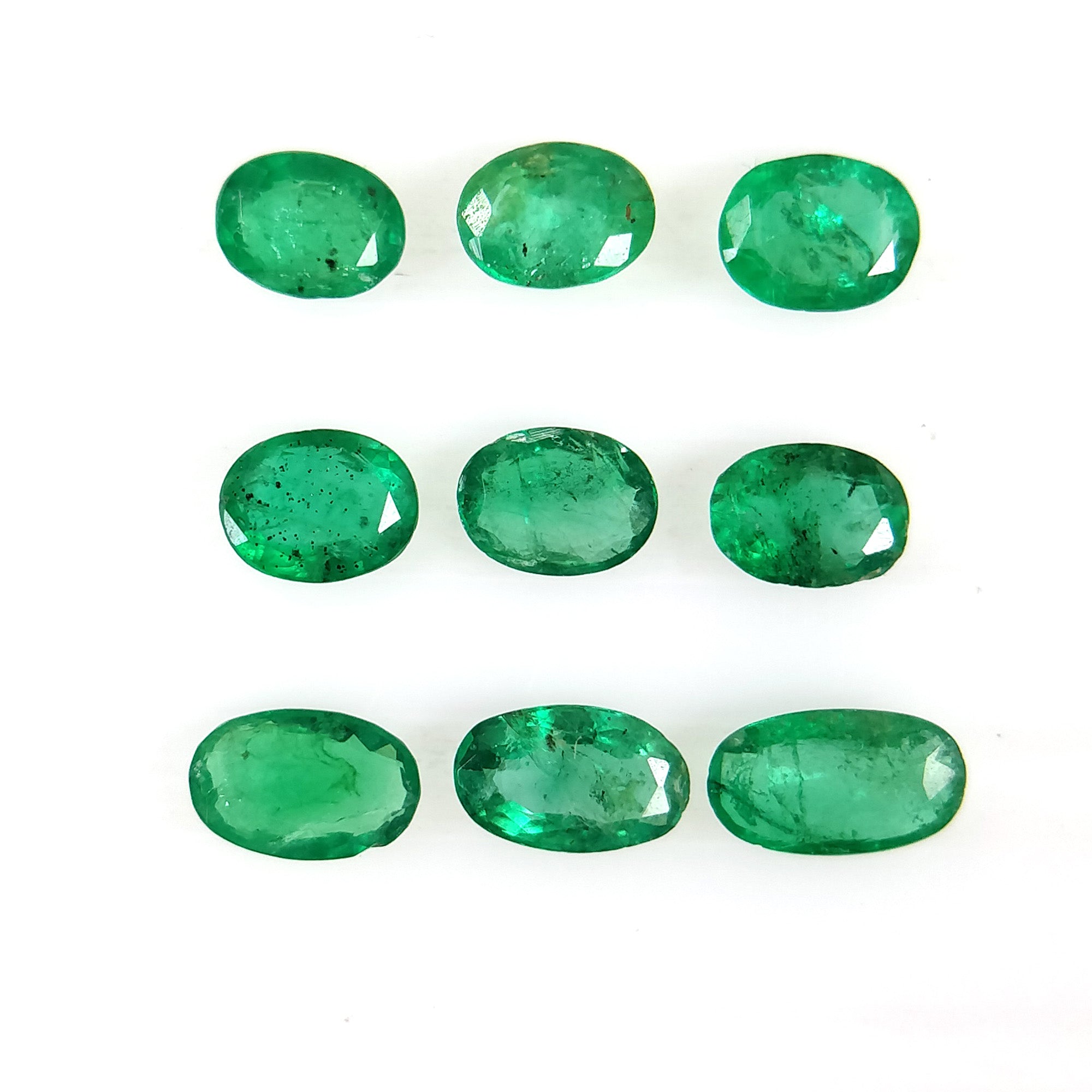 Natural Untreated Unheated Emerald Gemstone Oval Cut - 1.64cts (4x3mm & 5x3mm, 9pcs) for Jewelry Making, Engagement Rings & Fine Collections