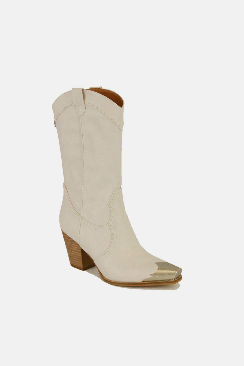 Beast Fashion Women's Metal Toe Block Heel Ankle Boots - Chunky Heel Booties for Women | Perfect for Night Out, Party & Casual Wear