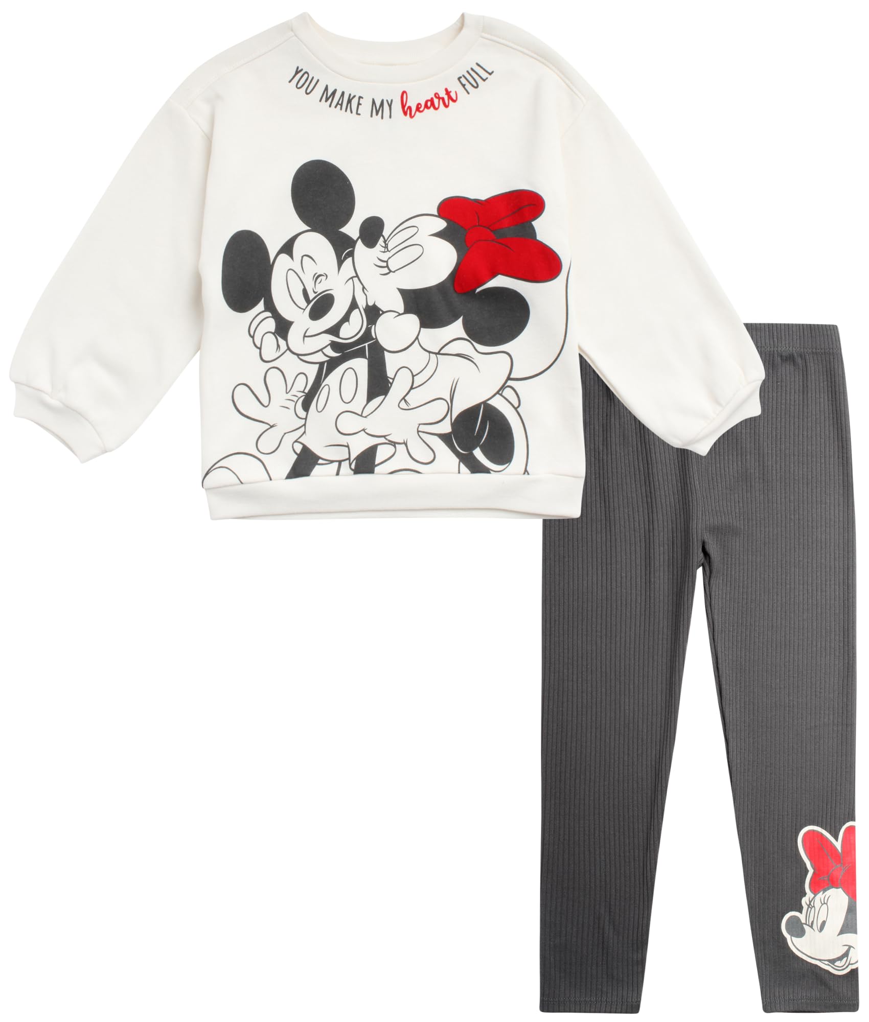 Disney Minnie Mouse Fleece Jogger Pants Set for Girls - Cute Fleece Sweatshirt & Sweatpants Outfit (2T-6X) - Perfect for Playdates, School & Winter Comfort