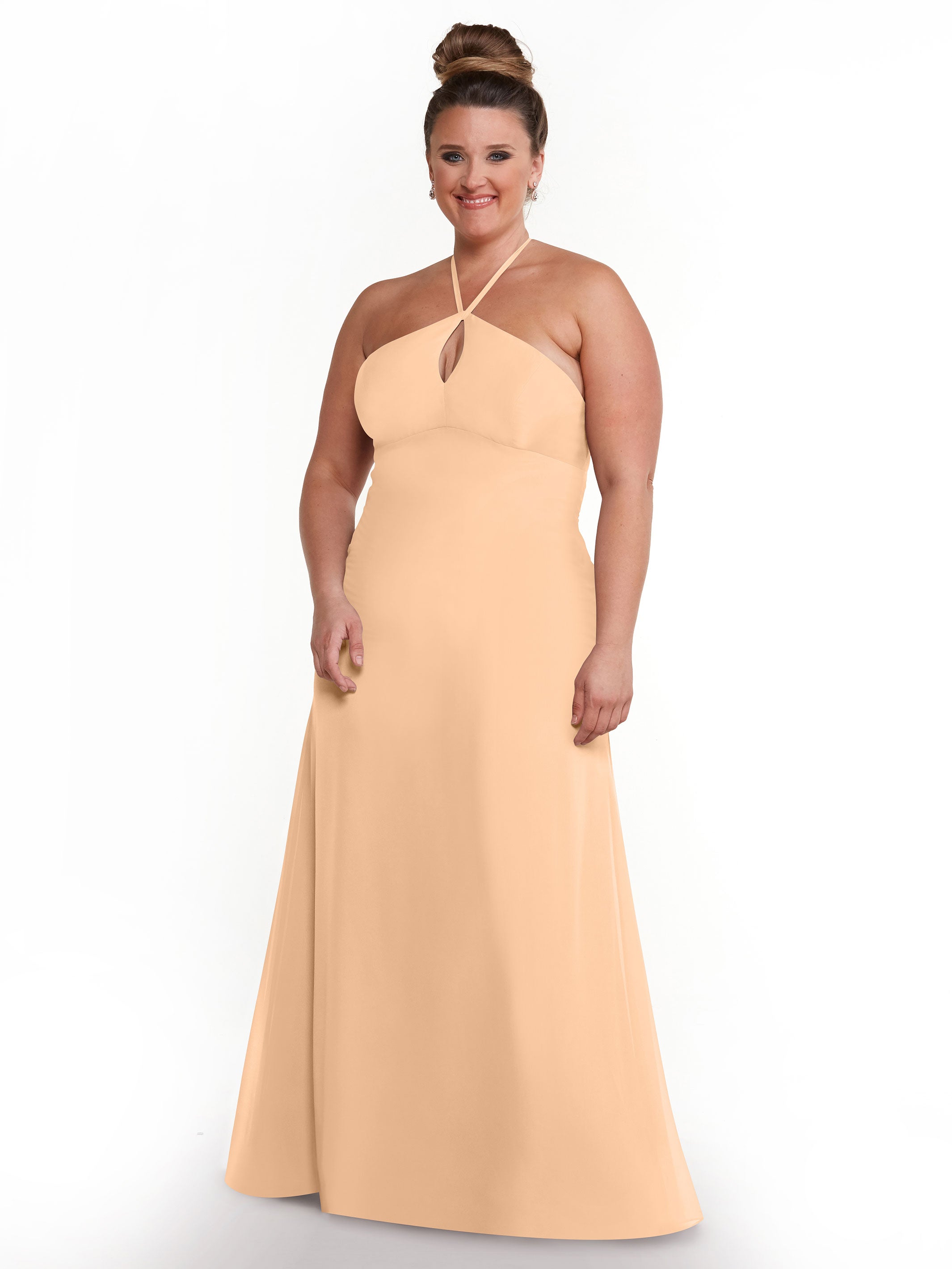 Elegant A-Line Chiffon Bridesmaid Dress with Keyhole Halter Neckline - Perfect for Weddings, Formal Events & Special Occasions