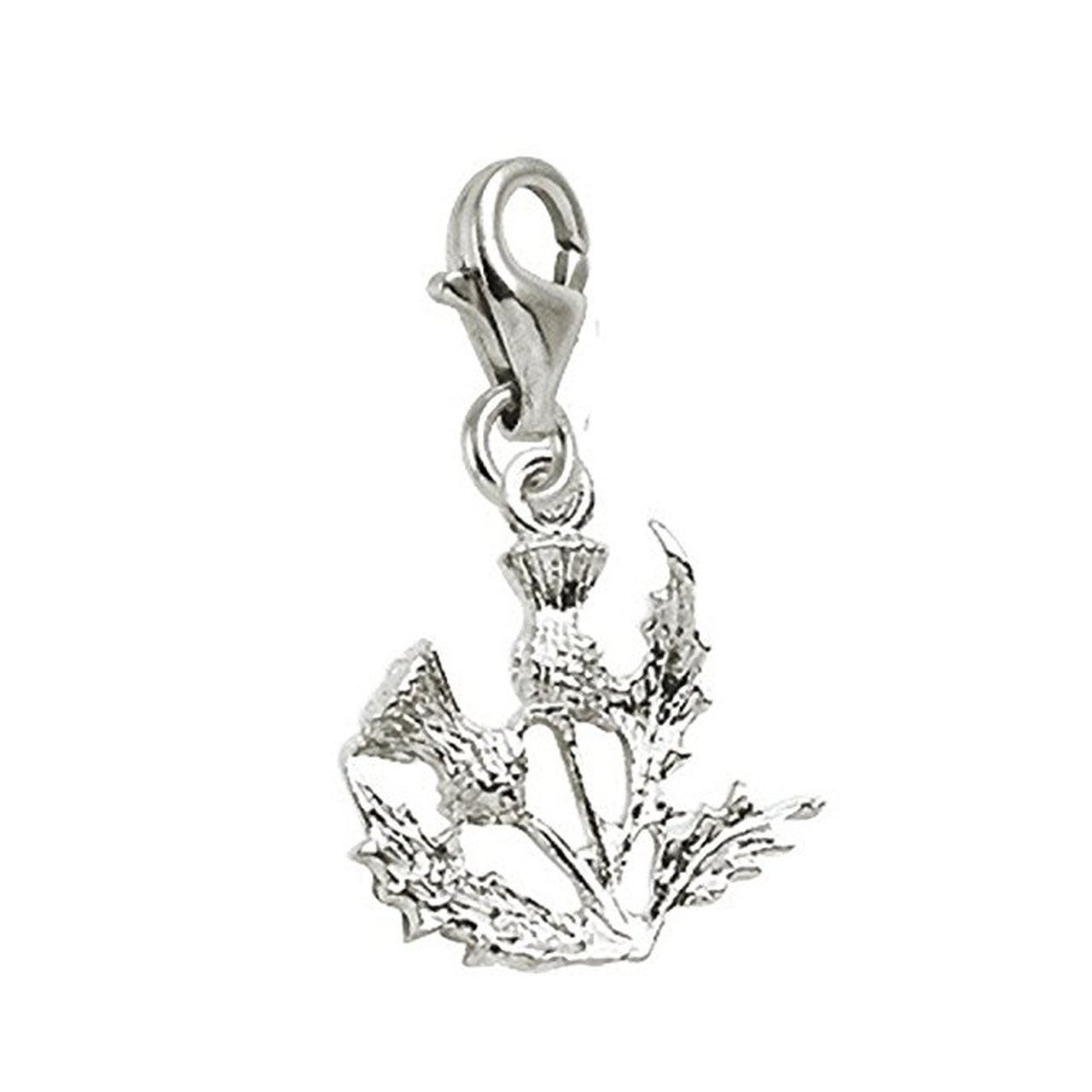 Thistle Charm Pendant with Lobster Claw Clasp - Silver Jewelry Charms for Bracelets & Necklaces - Perfect for Celtic Jewelry, DIY Crafting & Gift Giving