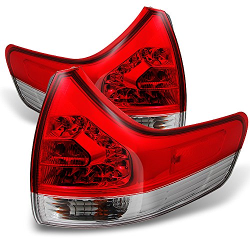 AKKON Red Clear LED Tail Lights Replacement for Toyota Sienna SUV - Driver & Passenger Side Outer Pair Set | Enhances Rear Visibility & Style for Night Driving