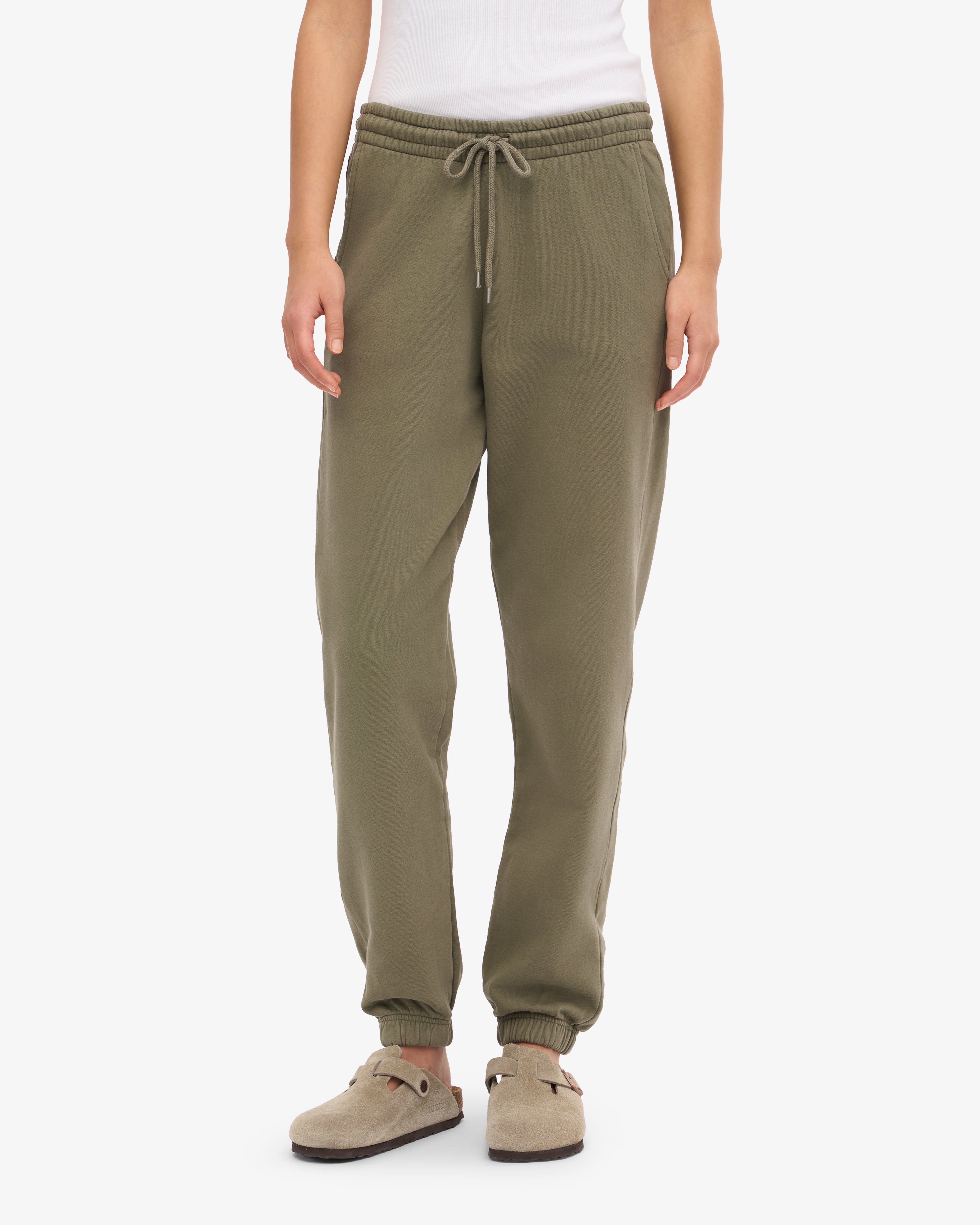 Organic Cotton Sweatpants for Women - Comfortable Lounge Pants in Dusty Olive - Perfect for Yoga, Running & Casual Wear