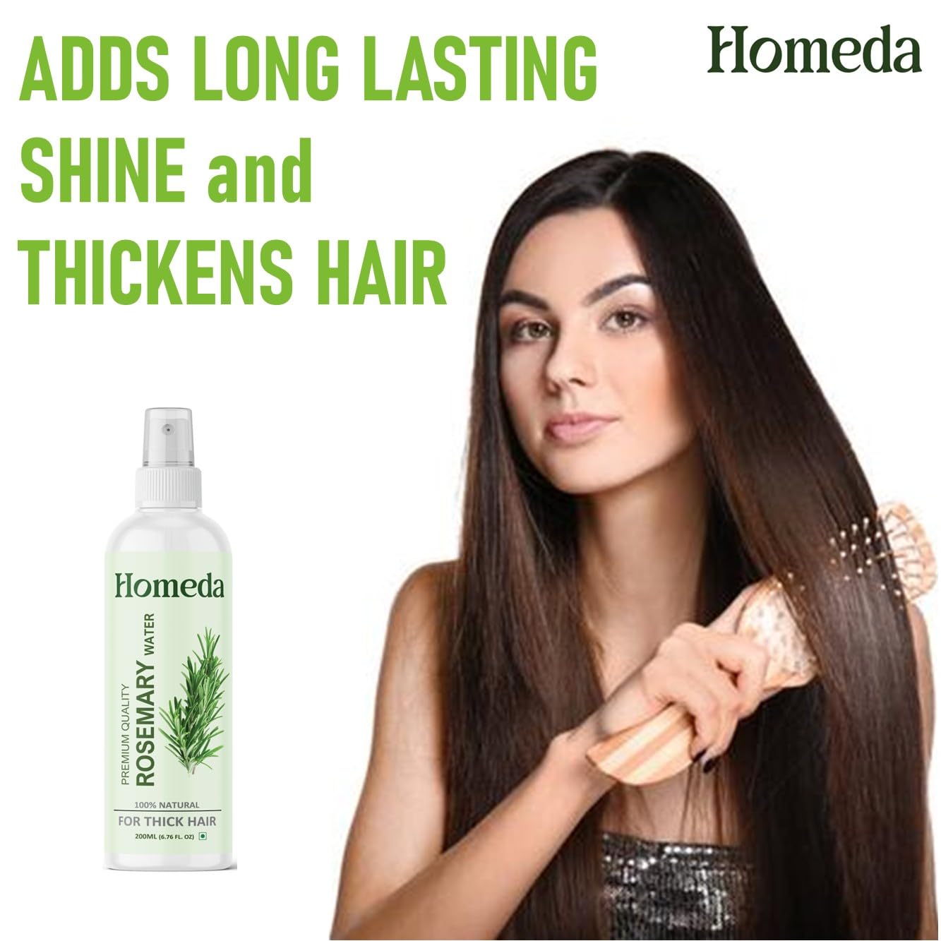 Homeda Rosemary Hair Growth Spray - 100% Pure Natural Rosemary Water for Hair Growth & Scalp Care (400ml) | Hydrating Rose Mary Mist with Spray Bottle | Perfect for Daily Hair Care, Scalp Hydration & Revitalizing Dry Hair