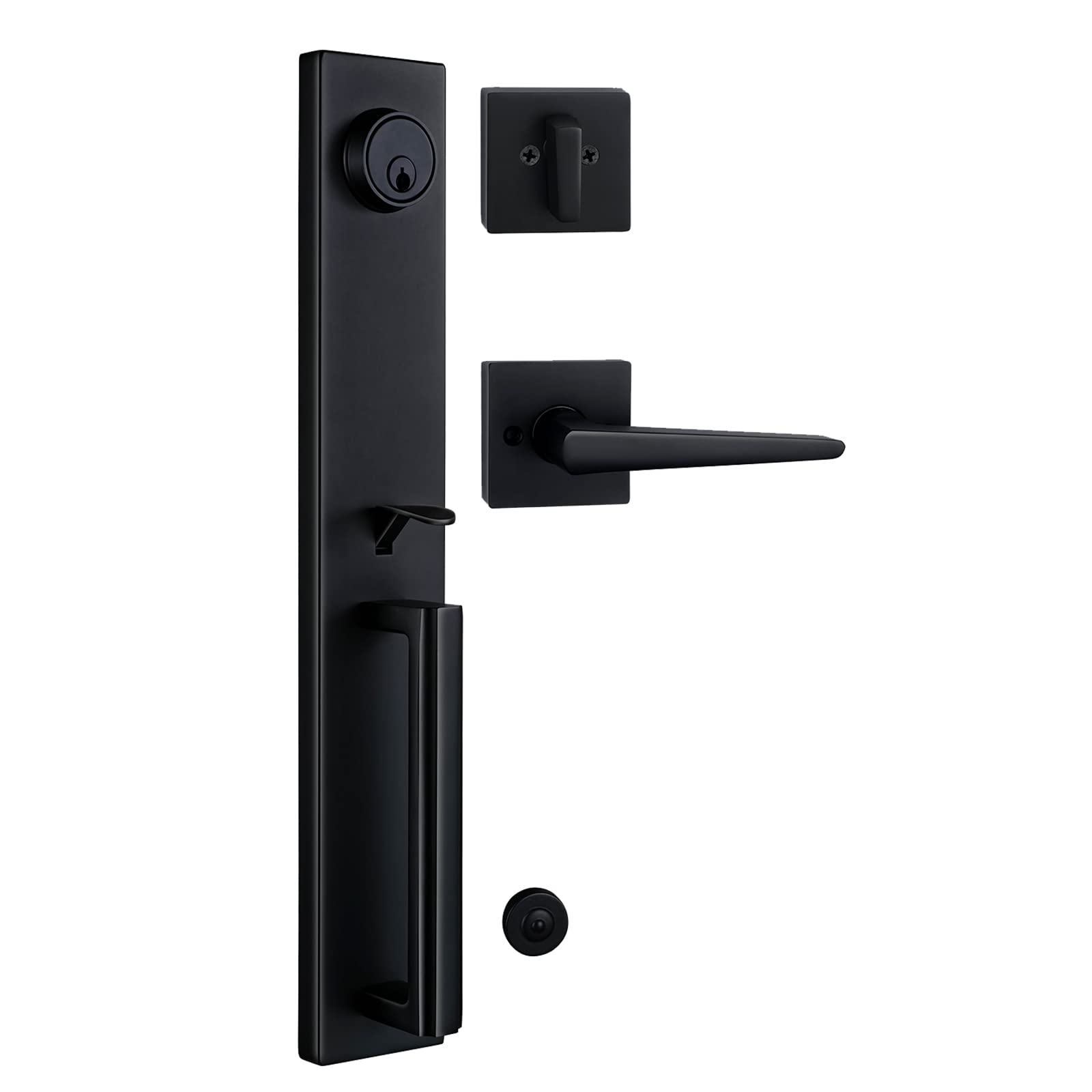 TMC Iron Black Front Double Door Handleset with Keyed Entry - Durable Exterior Door Hardware for Home Security & Style | Perfect for Entry Doors, Front Gates & Commercial Buildings