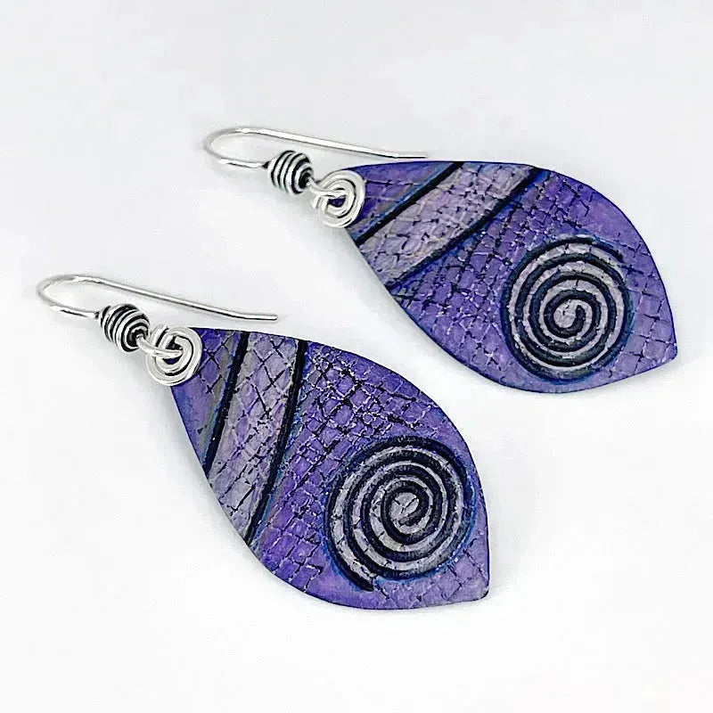 Elegant Purple Copper Earrings with Sterling Silver Accents - Perfect for Women's Jewelry, Gift Ideas & Special Occasions