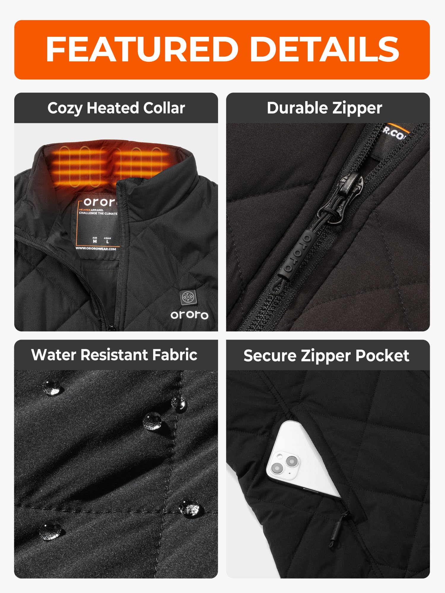 ORORO Women's Heated Vest with USB Power Bank - Lightweight Quilted Electric Jacket for Winter Outdoor Activities, Hiking, and Camping
