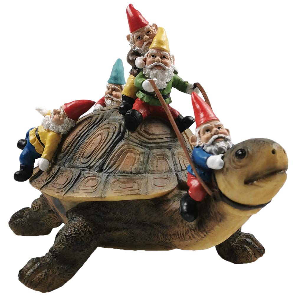 Sunthus Garden Gnome Turtle Statue - Resin Outdoor Decor for Yard, Patio & Garden - Perfect for Lawn Ornaments, Fairy Gardens & Backyard Landscaping
