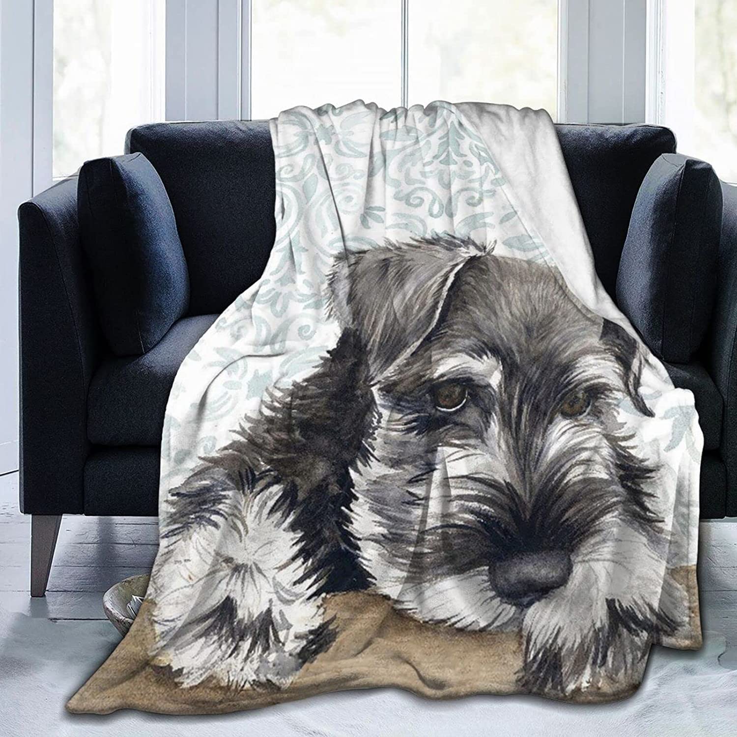Soft Schnauzer Dog Throw Blankets for Couch & Bed - Cozy Lightweight Decorative Pet Blanket - Perfect for Living Room, Bedroom & Gifts for Dog Lovers