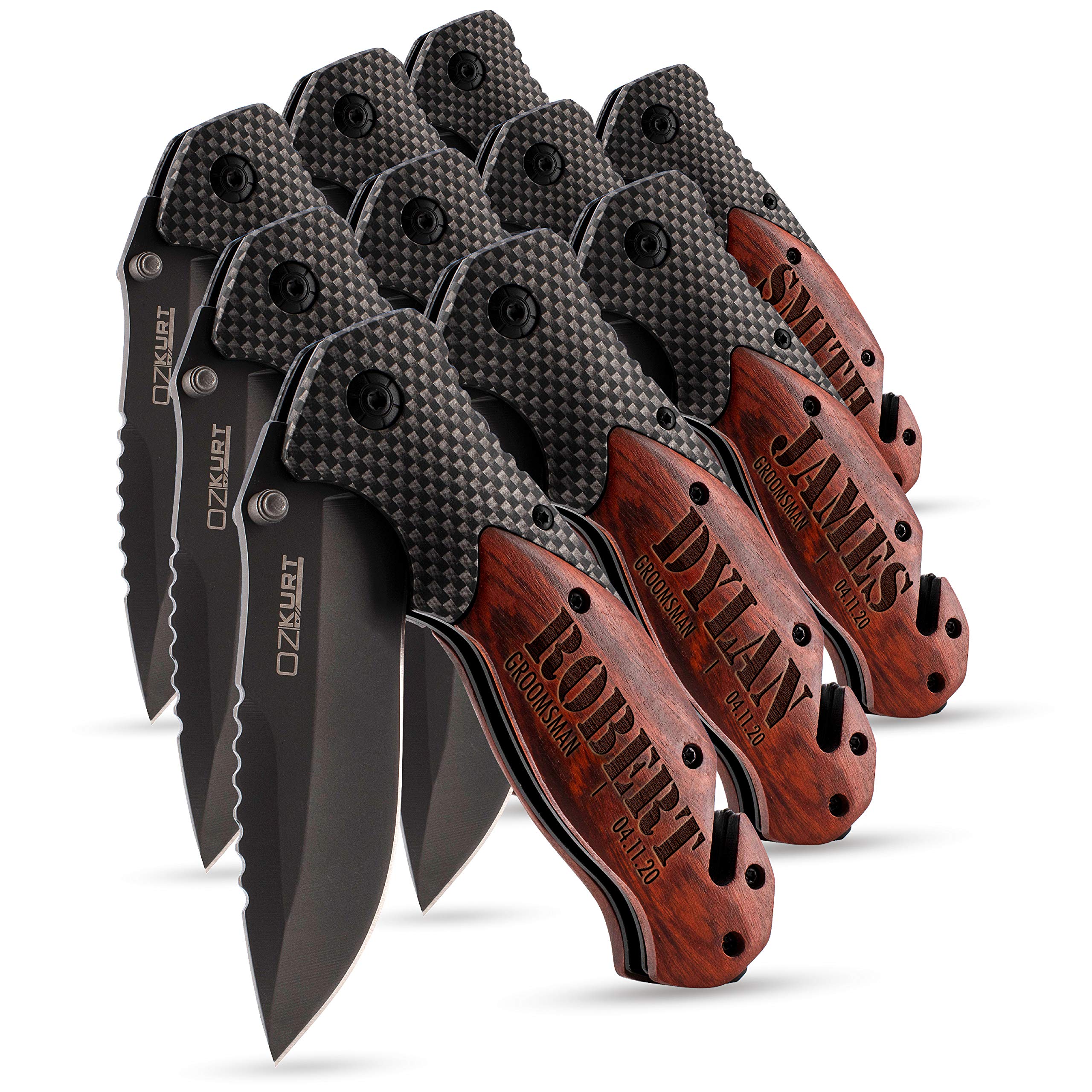 Personalized Groomsmen Pocket Knife Set of 10 - Custom Engraved with Name, Title & Wedding Date - Unique Groomsman Gift for Men - Perfect for Weddings, Bachelor Parties & Special Occasions