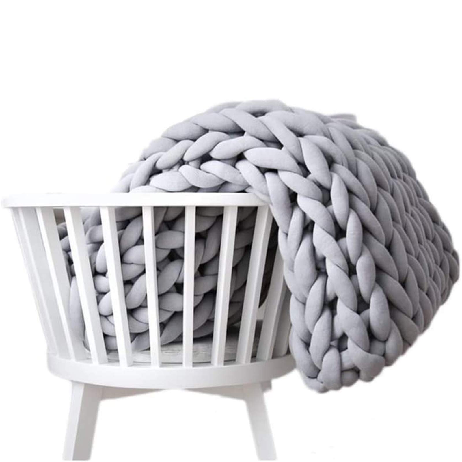 OcaseQ Chunky Knit Blanket - Handmade Super Soft Wool Throw for Sofa, Bed & Chair - Machine Washable, Large 200x200cm (78.7x78.8in) - Cozy Home Decor in Gray - Perfect for Living Room, Bedroom & Winter Nights