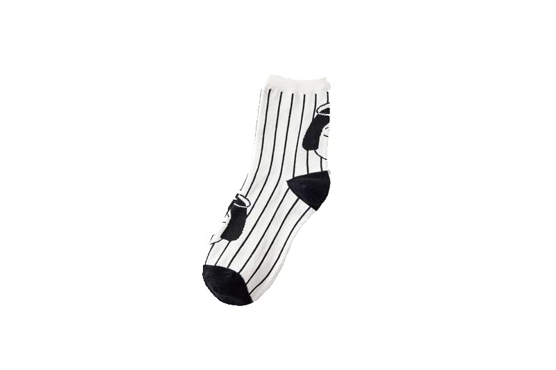 Funny Cartoon Cotton Socks for Women - Cute Harajuku Style Long Letter Print Thick Winter Socks in White & Black Stripes | Perfect Gift for Christmas, Cozy Home Wear & Fashion Statement