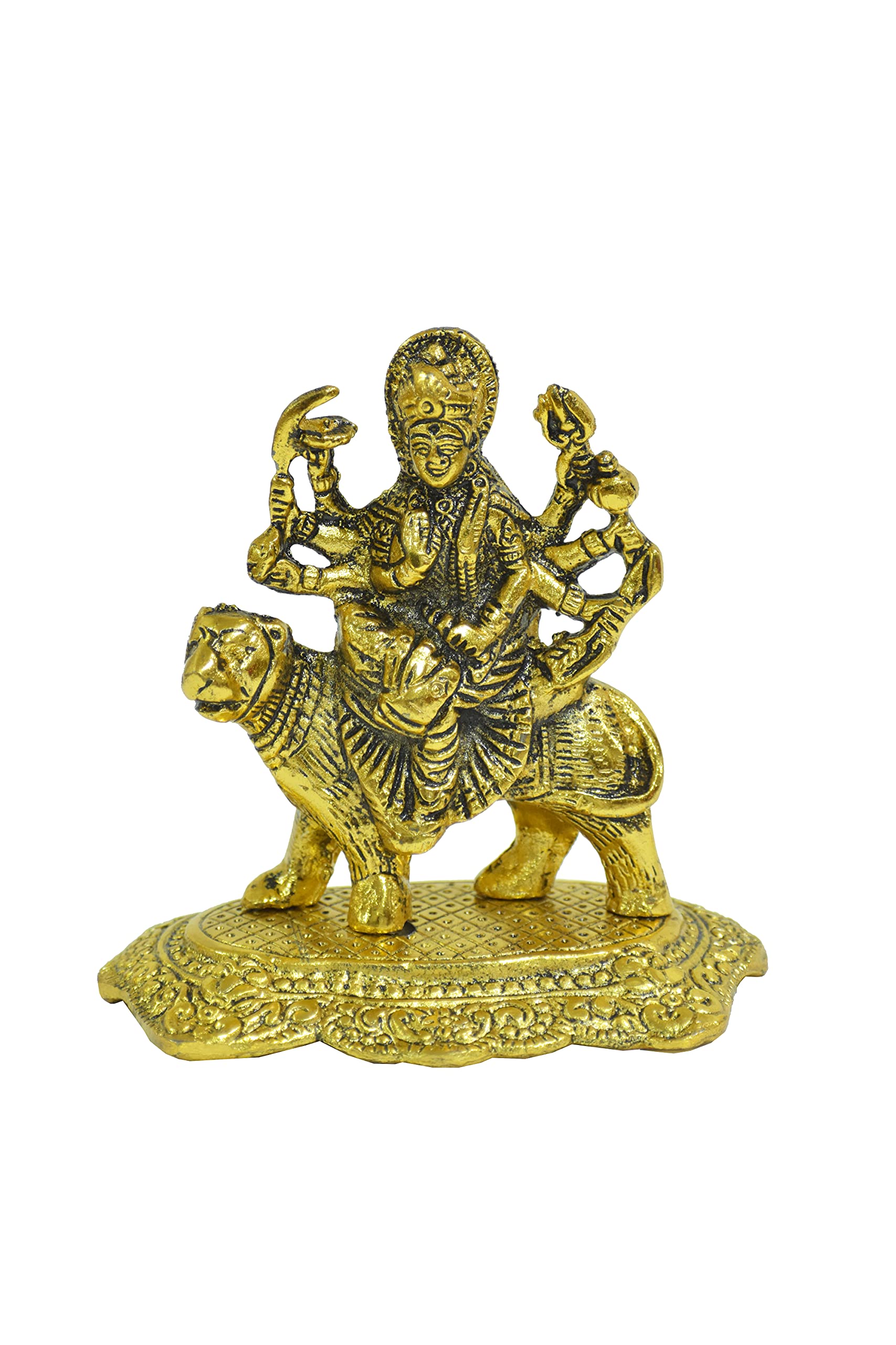 5 Inch Metal Durga Amba Navratri Pooja Statue - Handcrafted Indian Spiritual Sculpture for Home Altar, Temple Decor, Festival Gifts & Spiritual Décor | Perfect for Hindu Worship, Diwali Decorations & Cultural Home Accents