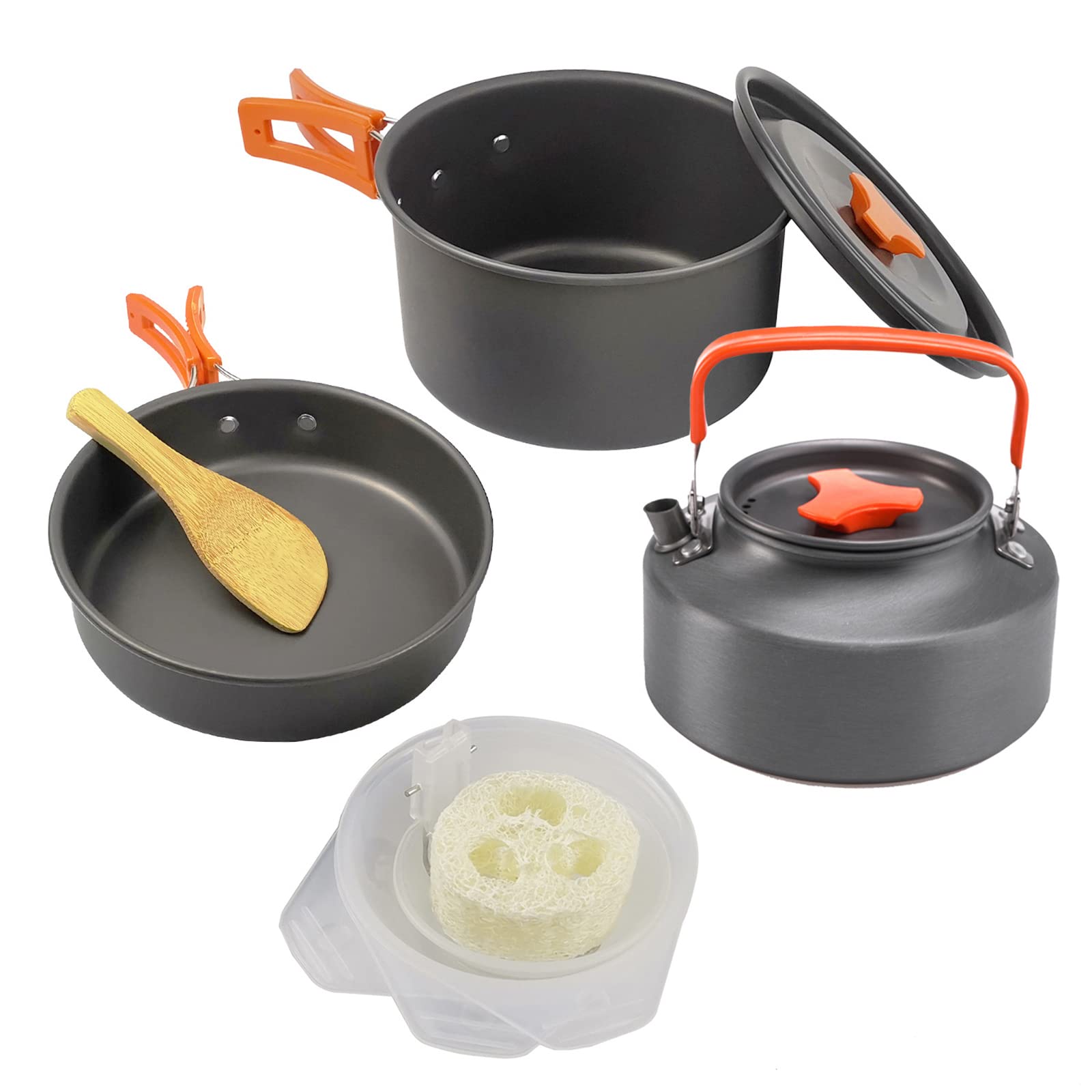 9-Piece Camping Cookware Set - Non-Stick Outdoor Cooking Pots, Teapot & Bowls - Lightweight Backpacking Mess Kit for Hiking, Picnic & Camping Trips | Perfect for RV, Survival & Outdoor Adventures