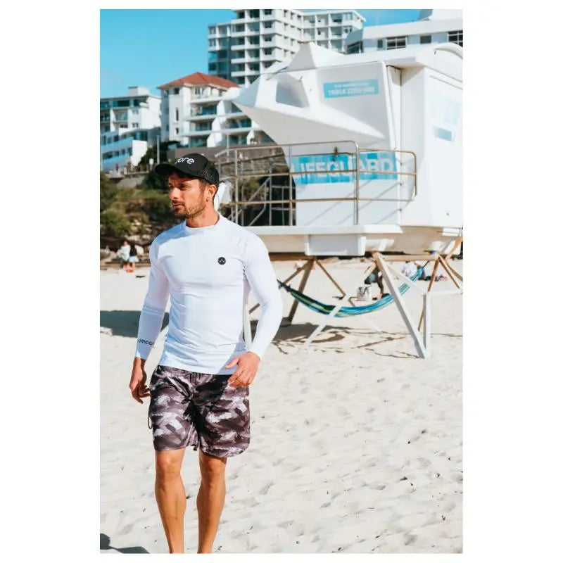 Men's Long Sleeve Rash Guard UPF 50+ Sun Protection - Swimcore Quick Dry Swim Shirt for Surfing, Swimming & Water Sports