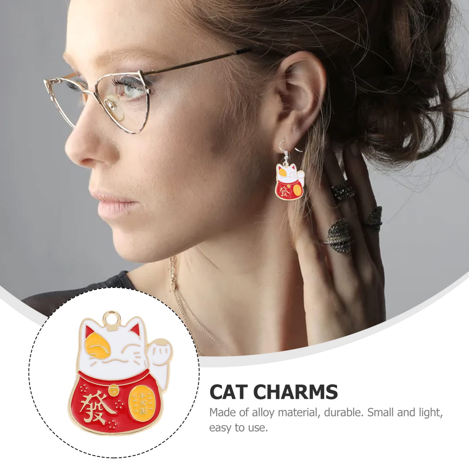 20pcs Lucky Cat Charms for DIY Jewelry & Keychains - Crafting & Gifts