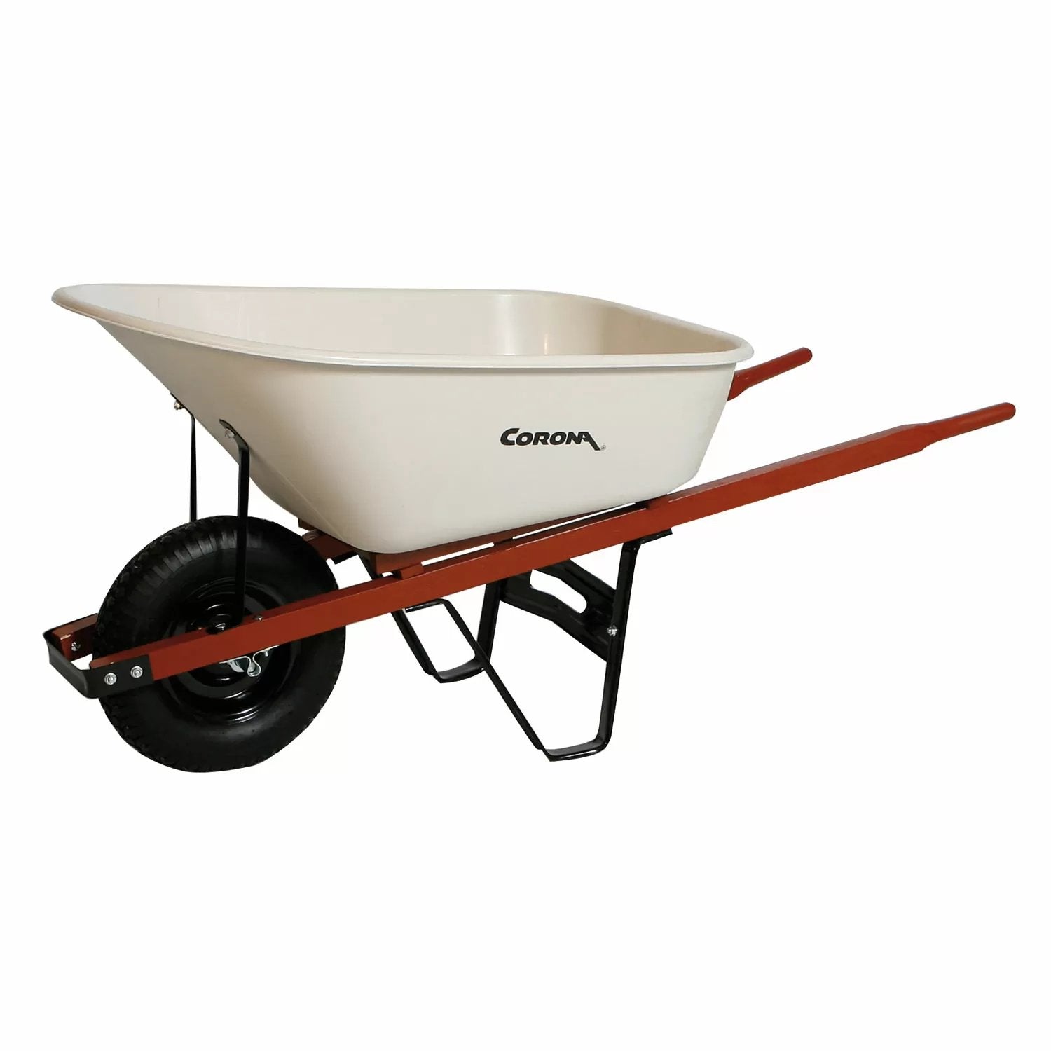 Corona® 6 Cubic Feet Heavy Duty Wheelbarrow with Wooden Handles - Perfect for Gardening, Landscaping and Construction Projects