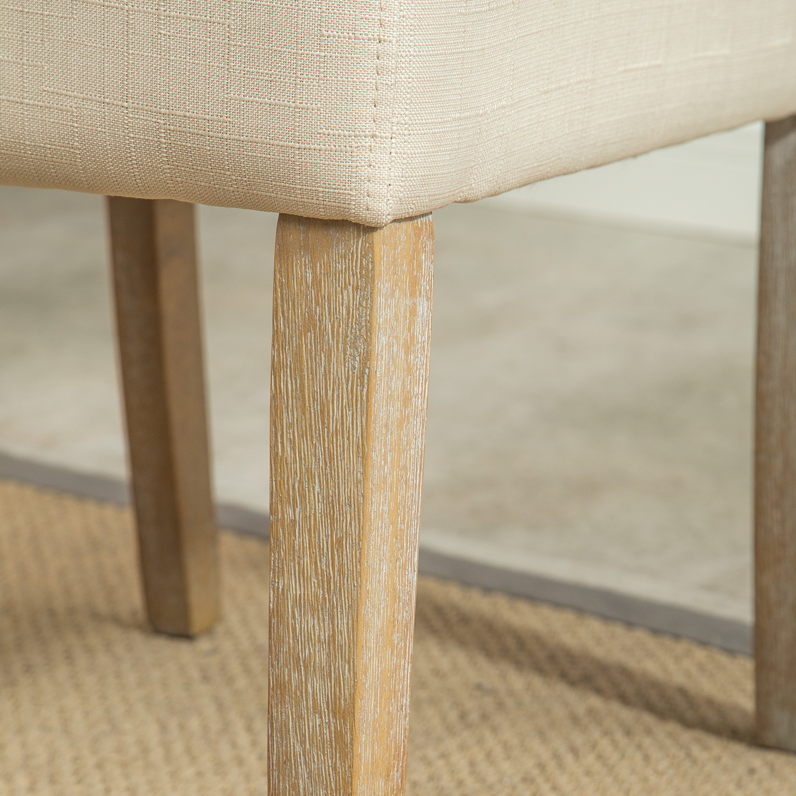 Roundhill Furniture Solid Wood Tufted Parsons Dining Chairs (Set of 2) - Tan Upholstered - Modern Farmhouse Style for Dining Room, Kitchen, or Breakfast Nook