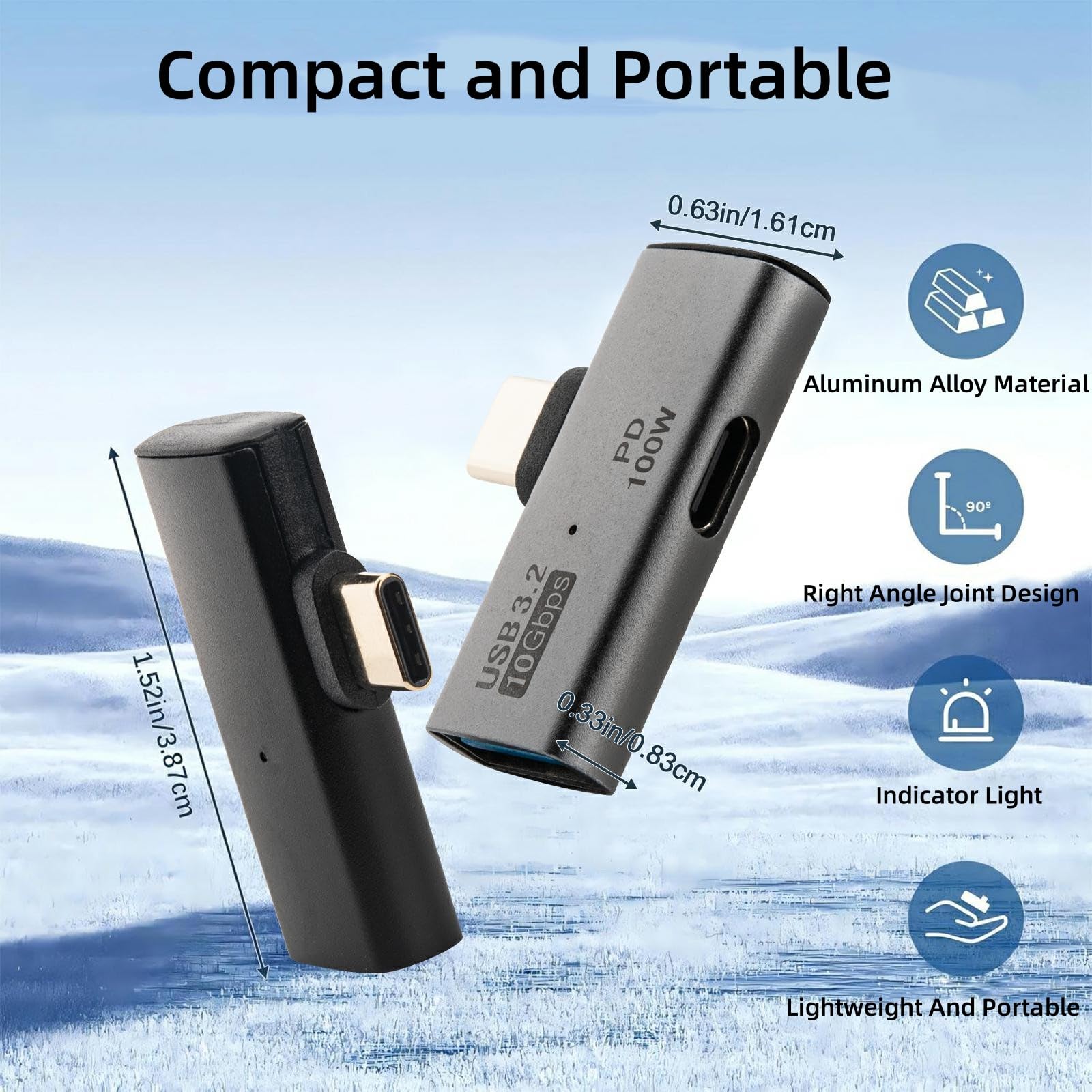 Leehitech 2 Pack USB C OTG Splitter Adapter - 2-in-1 Type C to PD 100W Fast Charging & USB 3.2 A 20Gbps High-Speed Data Transfer - Compatible with iPhone 16/15 Pro/Max, MacBook Air/Pro, Samsung Galaxy S24/S23 Ultra, Steam Deck - Perfect for Travel, Office & Gaming Accessories