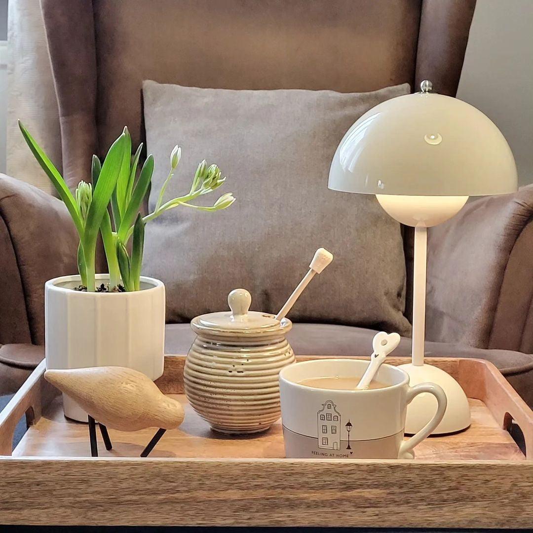 Portable Flowerpot Table Lamp - USB Rechargeable, Adjustable Brightness, Perfect for Bedroom, Living Room & Office Decor