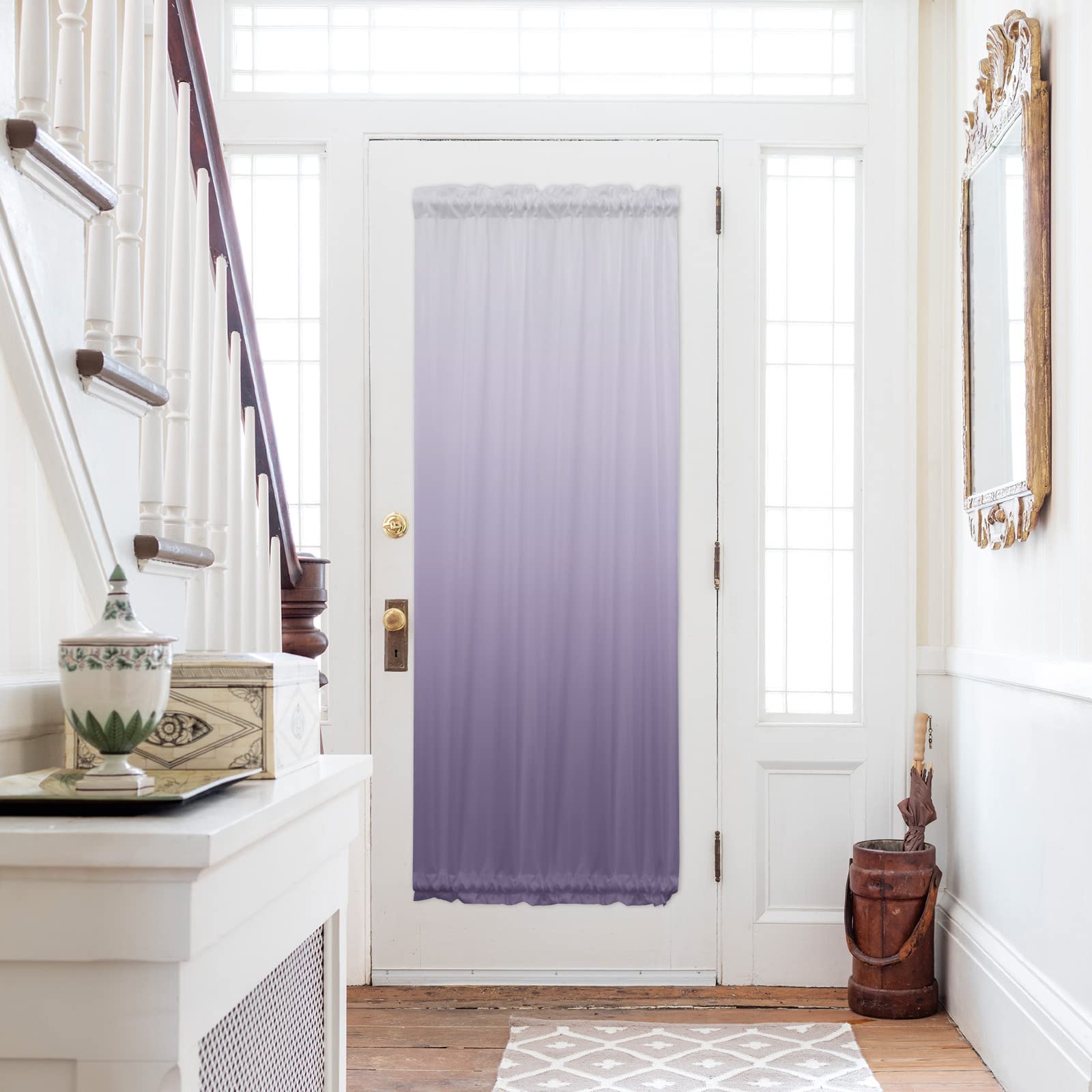 Gradient Purple Abstract Art Door Curtains - Elegant French Sidelight Window Drapes with Tiebacks for Front/Back Doors | 25
