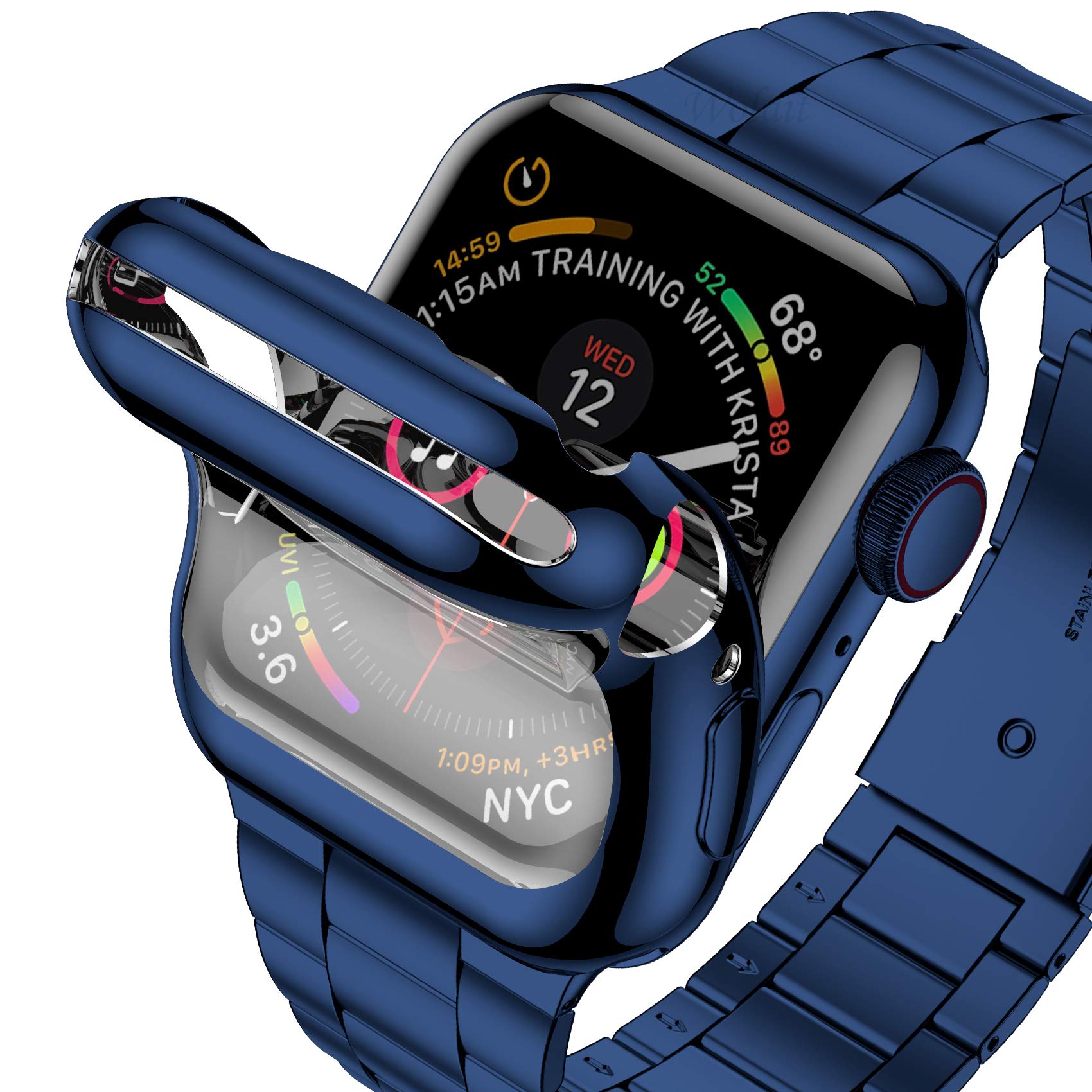 Premium Stainless Steel Apple Watch Band - Compatible with Apple Watch Ultra 49mm, Series 10/9/8/7/6/SE/5/4/3/2/1 (38mm-49mm) - Durable Metal iWatch Strap with Protective Case & Screen Protector for Men & Women - Perfect for Business, Workouts & Everyday Wear