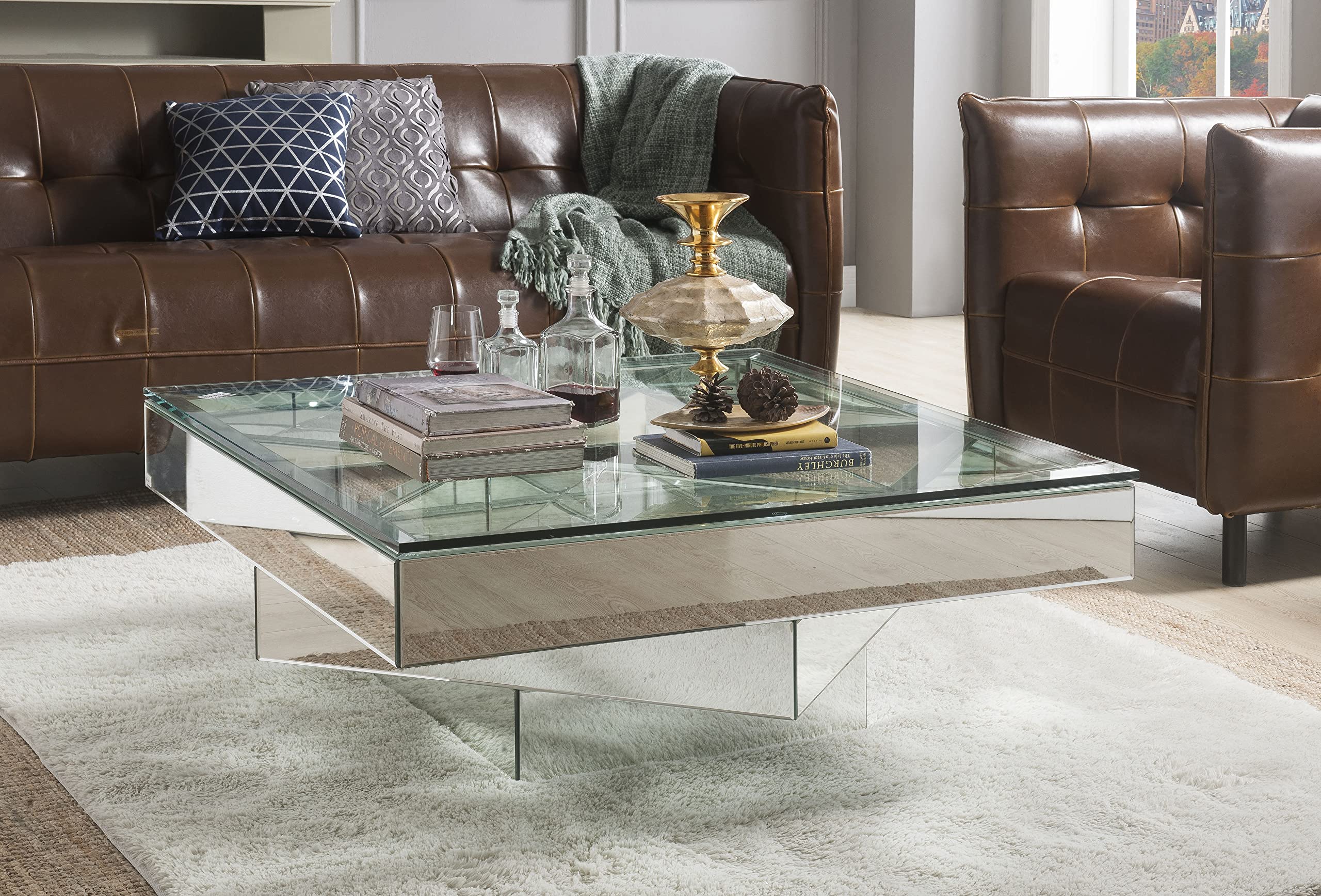 34 Inch Clear Square Glass Table Top by Fab Glass and Mirror - Perfect for Dining Room, Living Room, and Office Furniture
