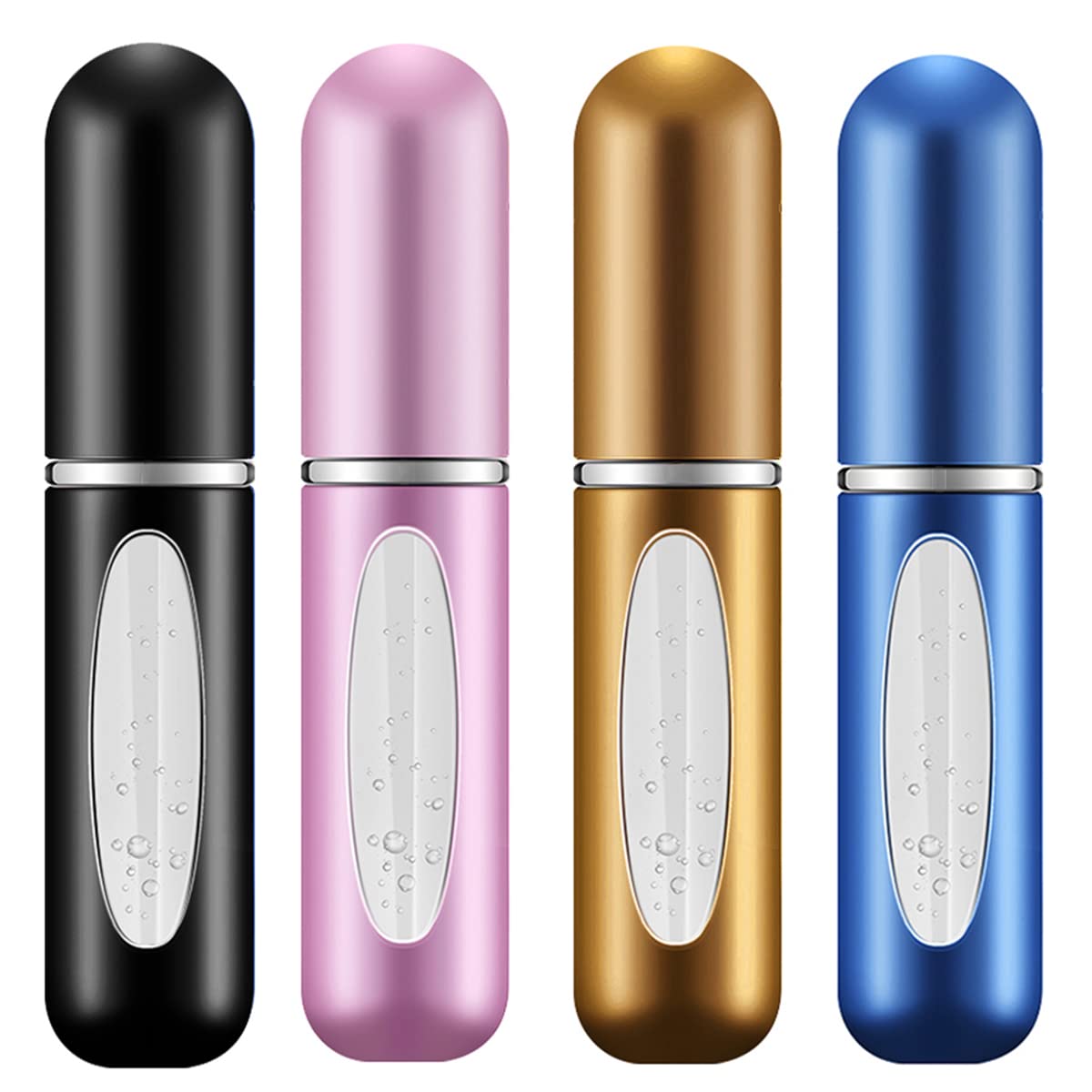 BeautyChen 4 Pack 5ml Portable Mini Refillable Perfume Atomizer Spray Bottle - Empty Travel Size Perfume Dispenser for Purse, Gym Bag & Travel | Easy Fill Scent & Aftershave Pump Case (Multicolor, Black)