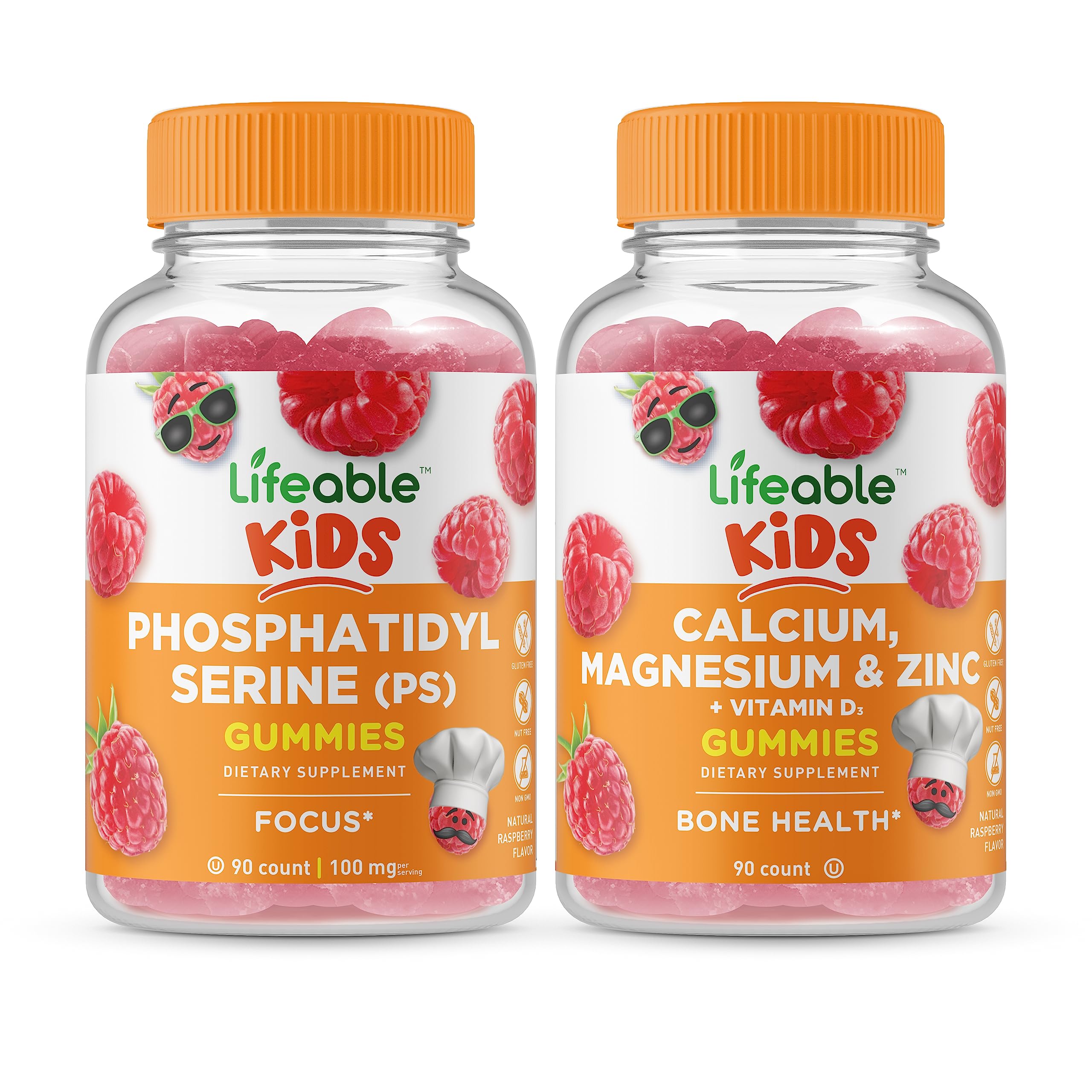 Lifeable Phosphatidylserine (PS) Kids Gummies with Calcium Magnesium & Zinc - Delicious Chewable Vitamin Supplement for Children | Gluten Free, Non-GMO, Brain Support & Immune Booster | Perfect for School Focus & Healthy Growth