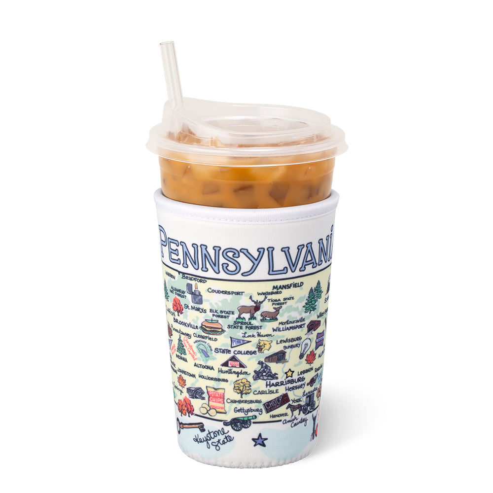 Pennsylvania Medium Iced Cup Coolie - Insulated Beverage Sleeve for Coffee, Tea & Cold Drinks - Perfect for Office, Travel & Outdoor Activities